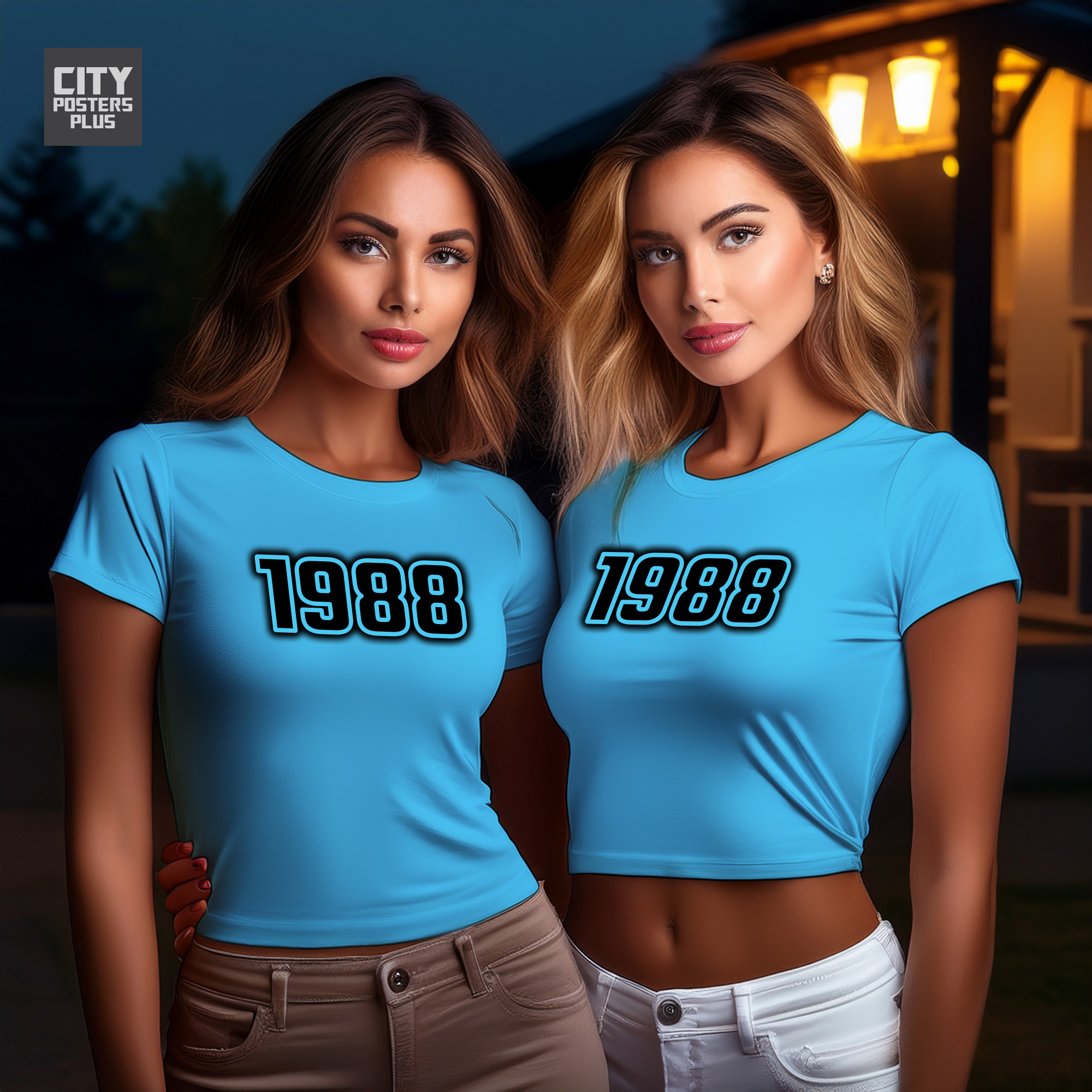 1988 Year Women Crop Top (Sky Blue)