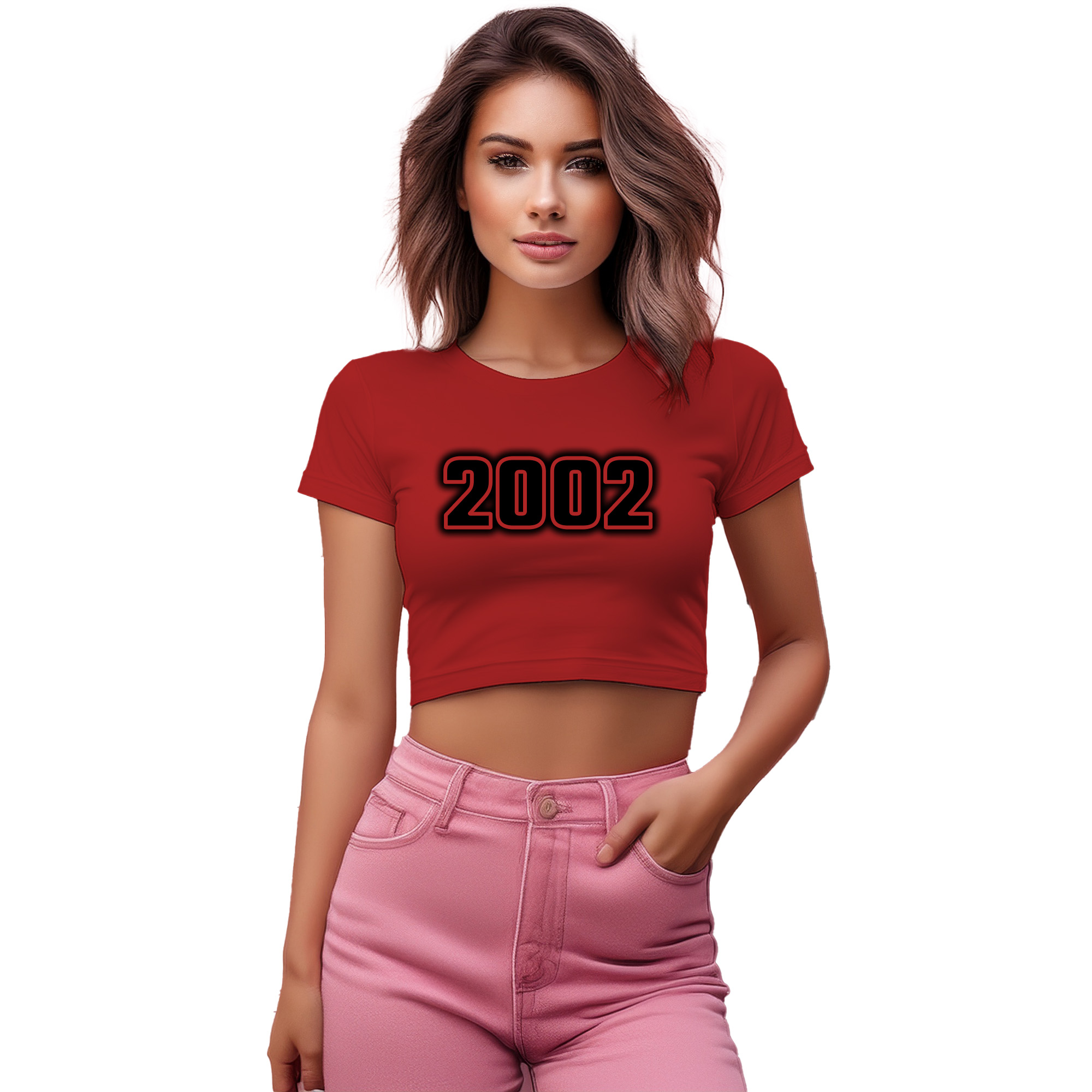 2002 Year Women Crop Top (Red) | 360 Fog Plus