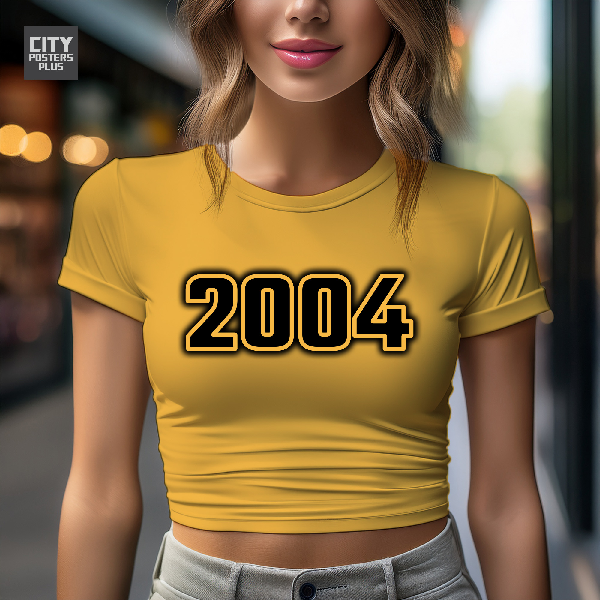 2004 Year Women Crop Top (Golden Yellow)