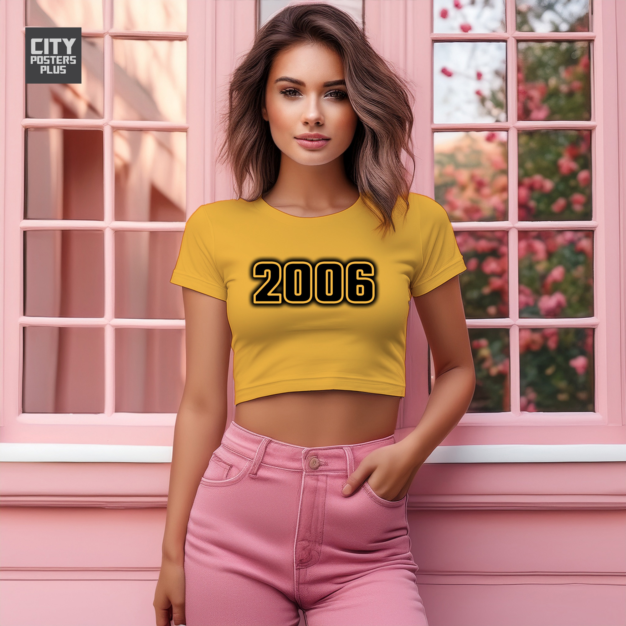 2006 Year Women Crop Top (Golden Yellow)