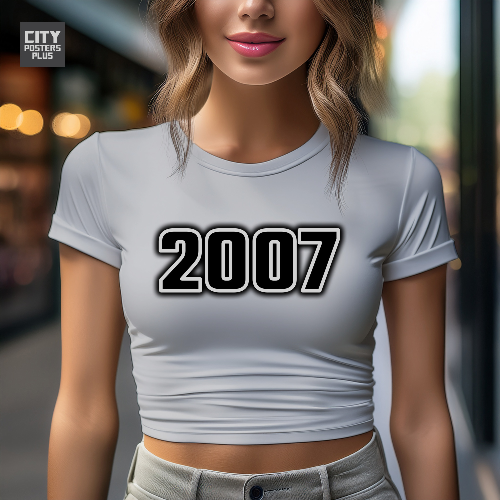 2007 Year Women Crop Top (Melange Grey)