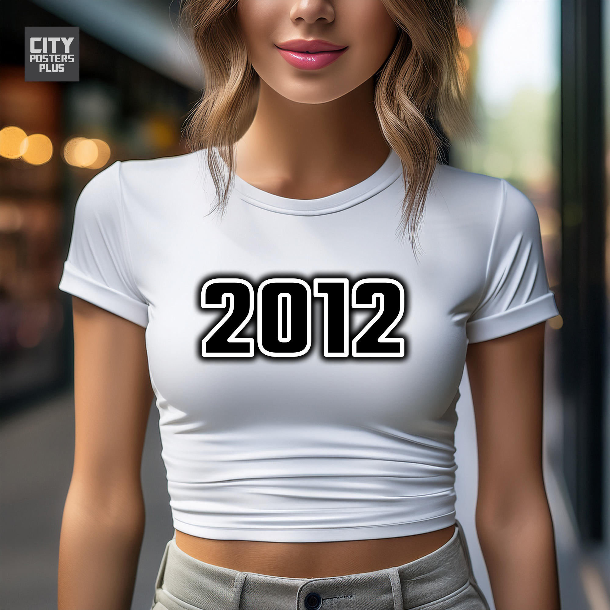 2012 Year Women Crop Top (White)