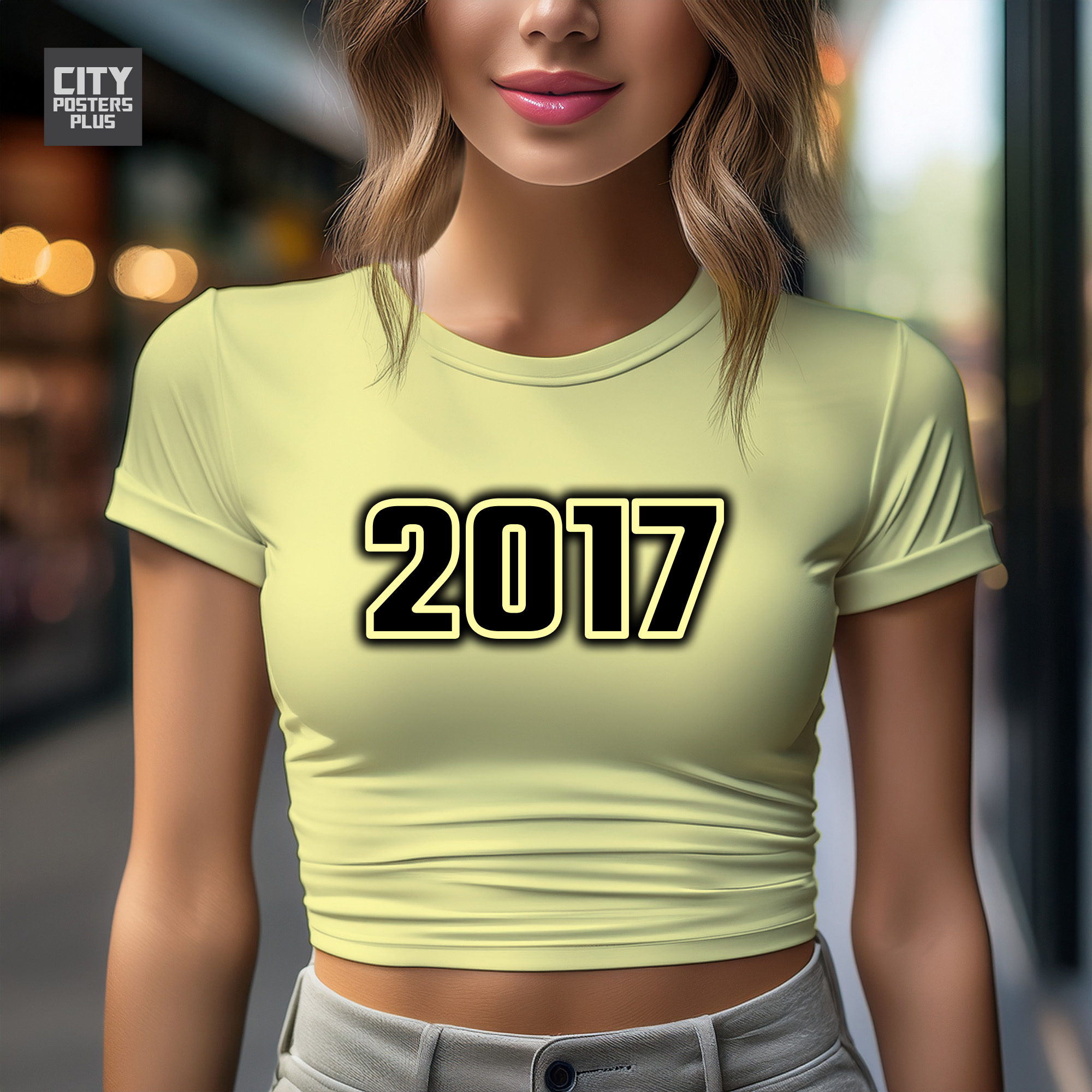 2017 Year Women Crop Top (Butter Yellow)
