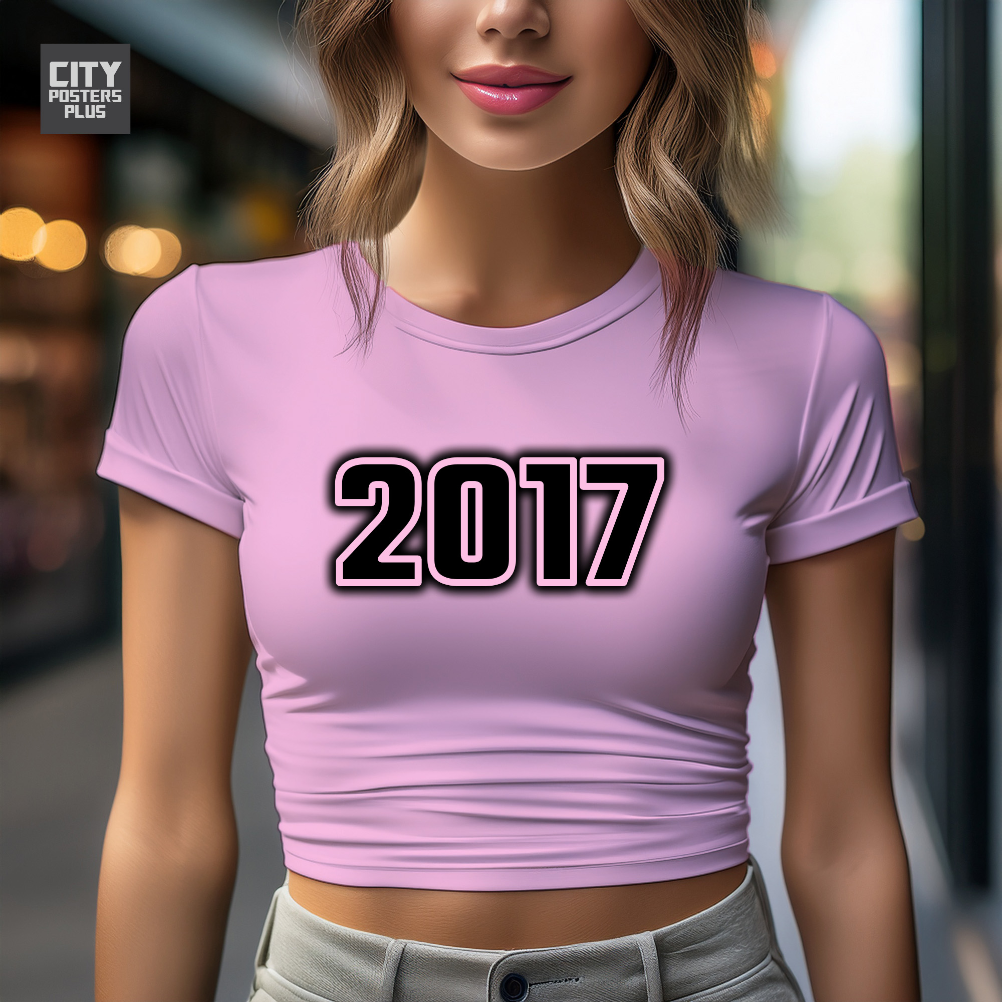 2017 Year Women Crop Top (Light Pink)