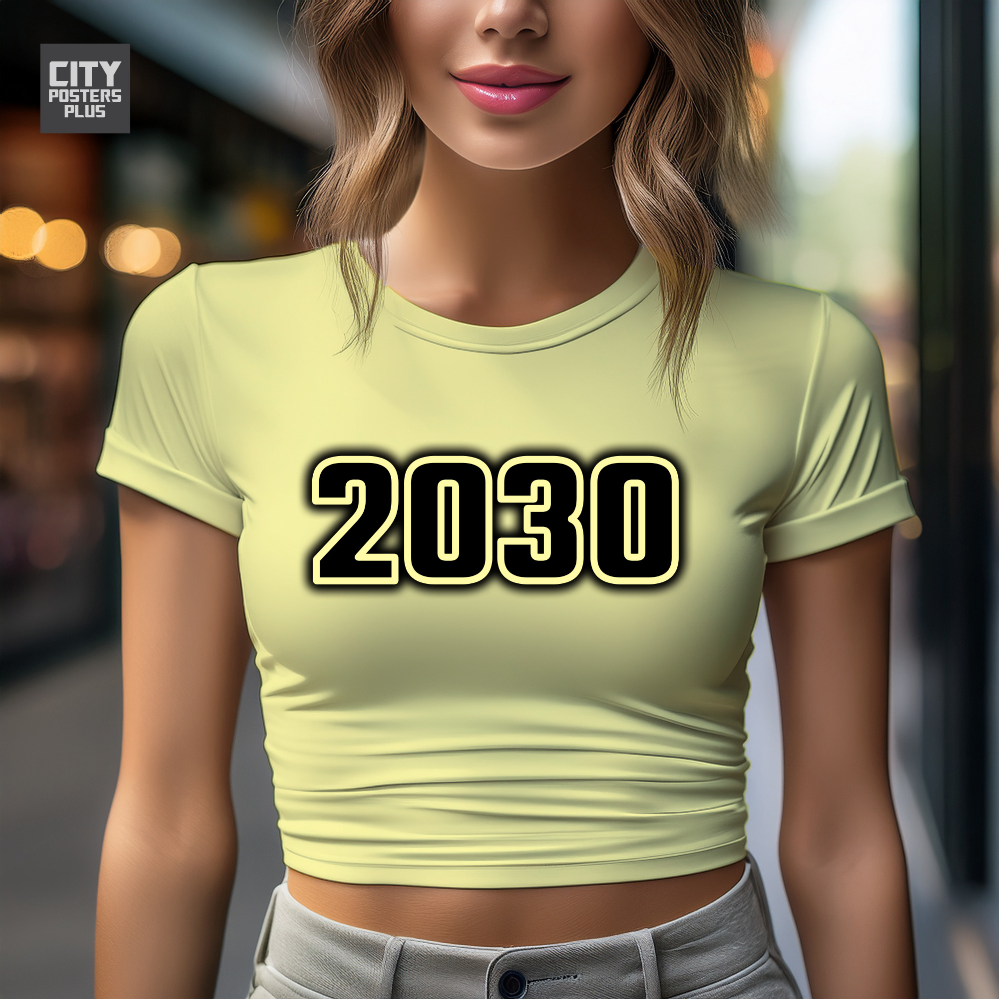 2030 Year Women Crop Top (Butter Yellow)