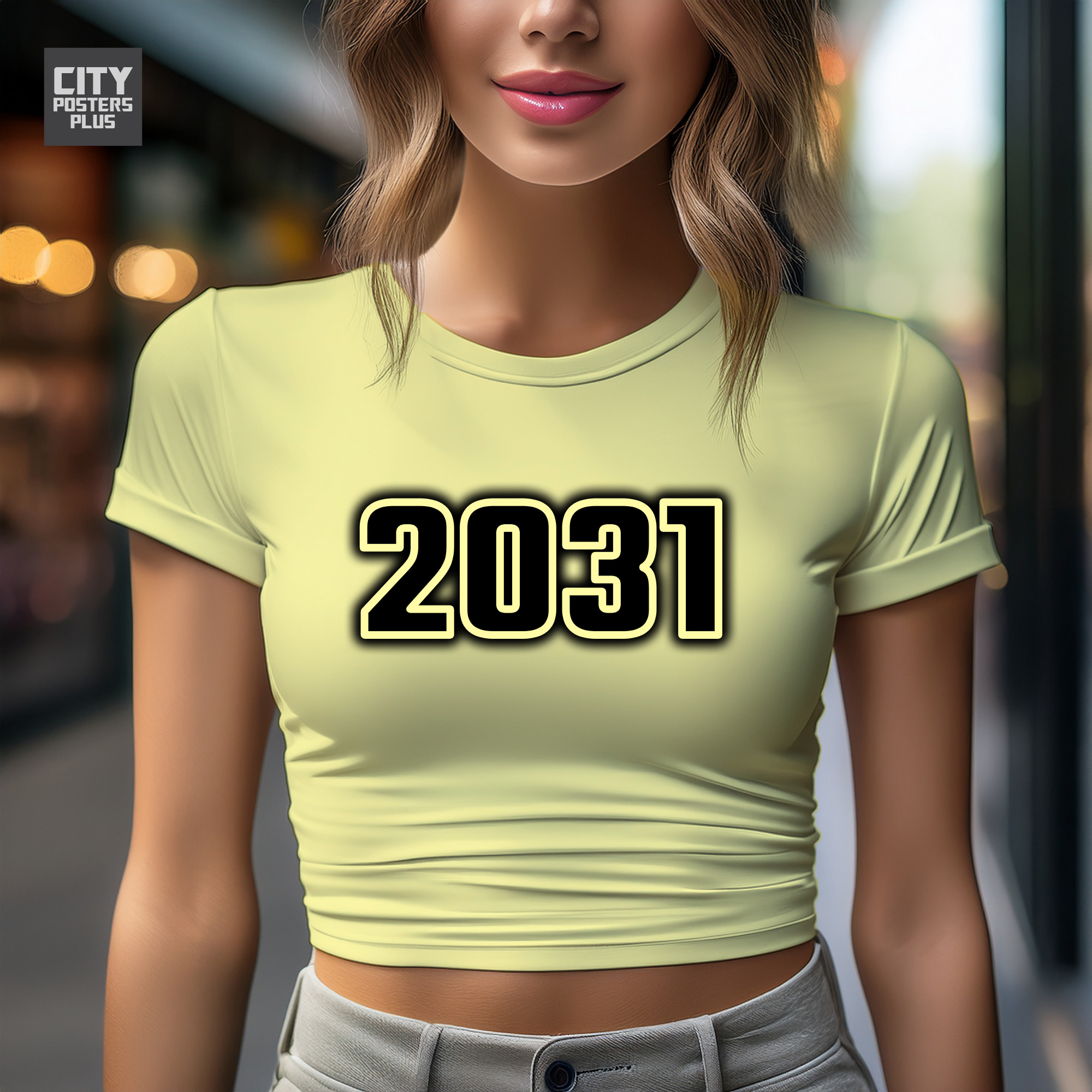 2031 Year Women Crop Top (Butter Yellow)