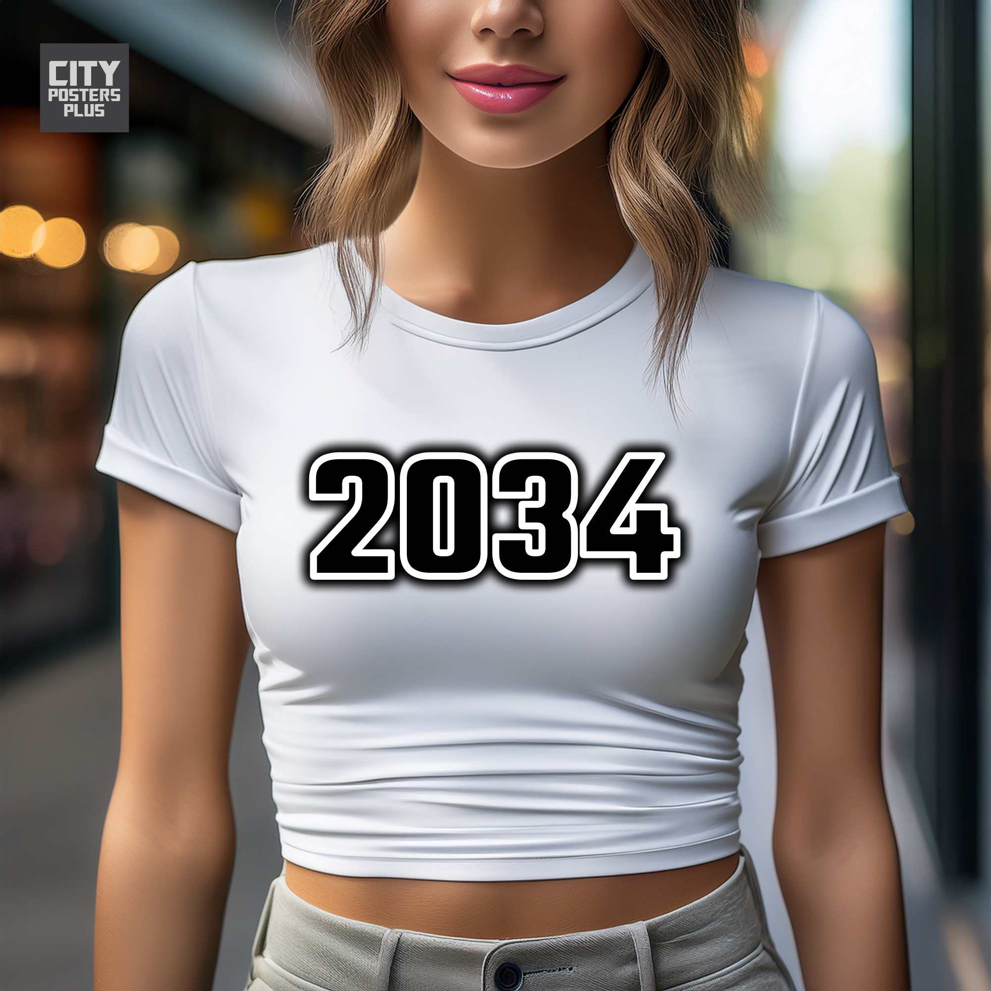 2034 Year Women Crop Top (White)