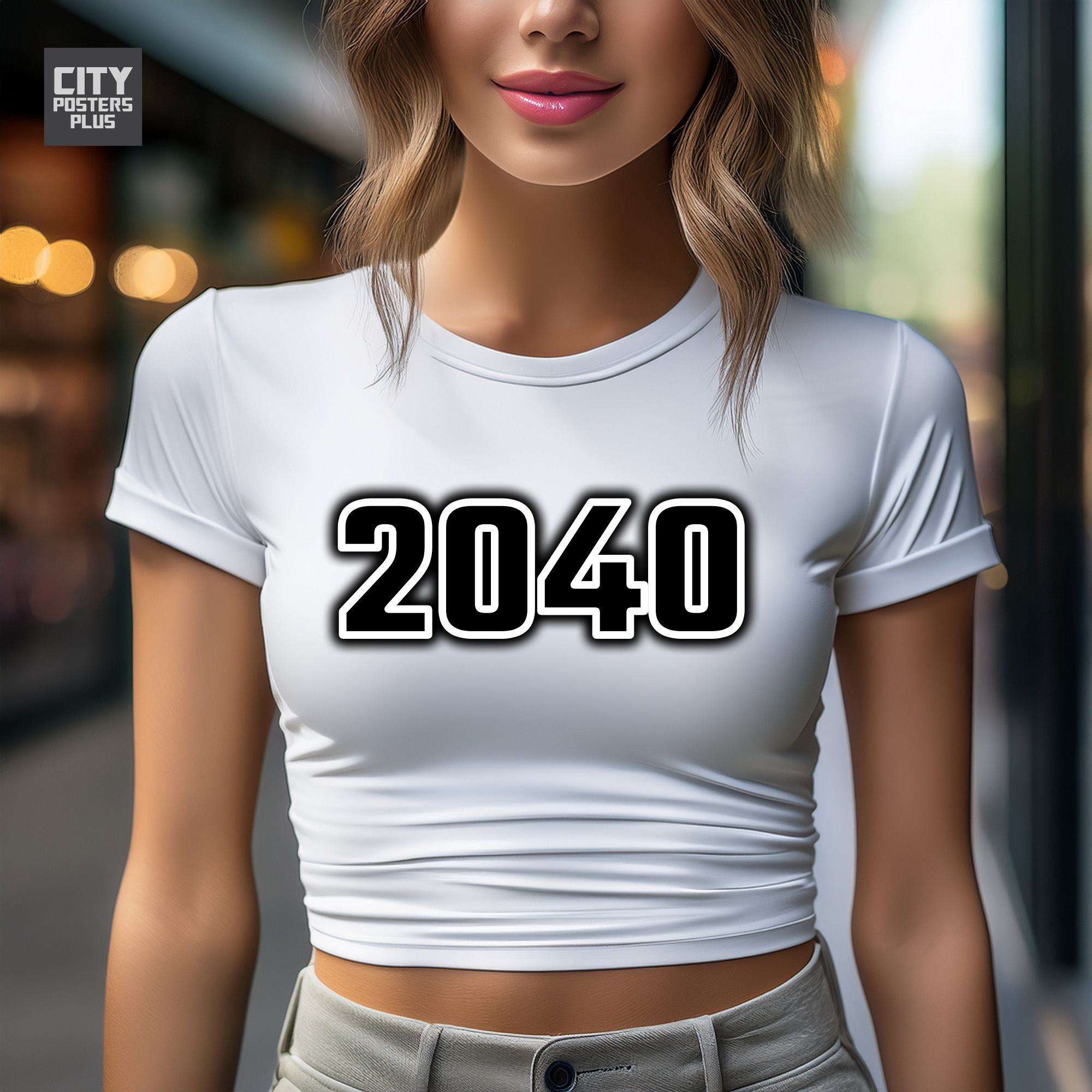 2040 Year Women Crop Top (White)
