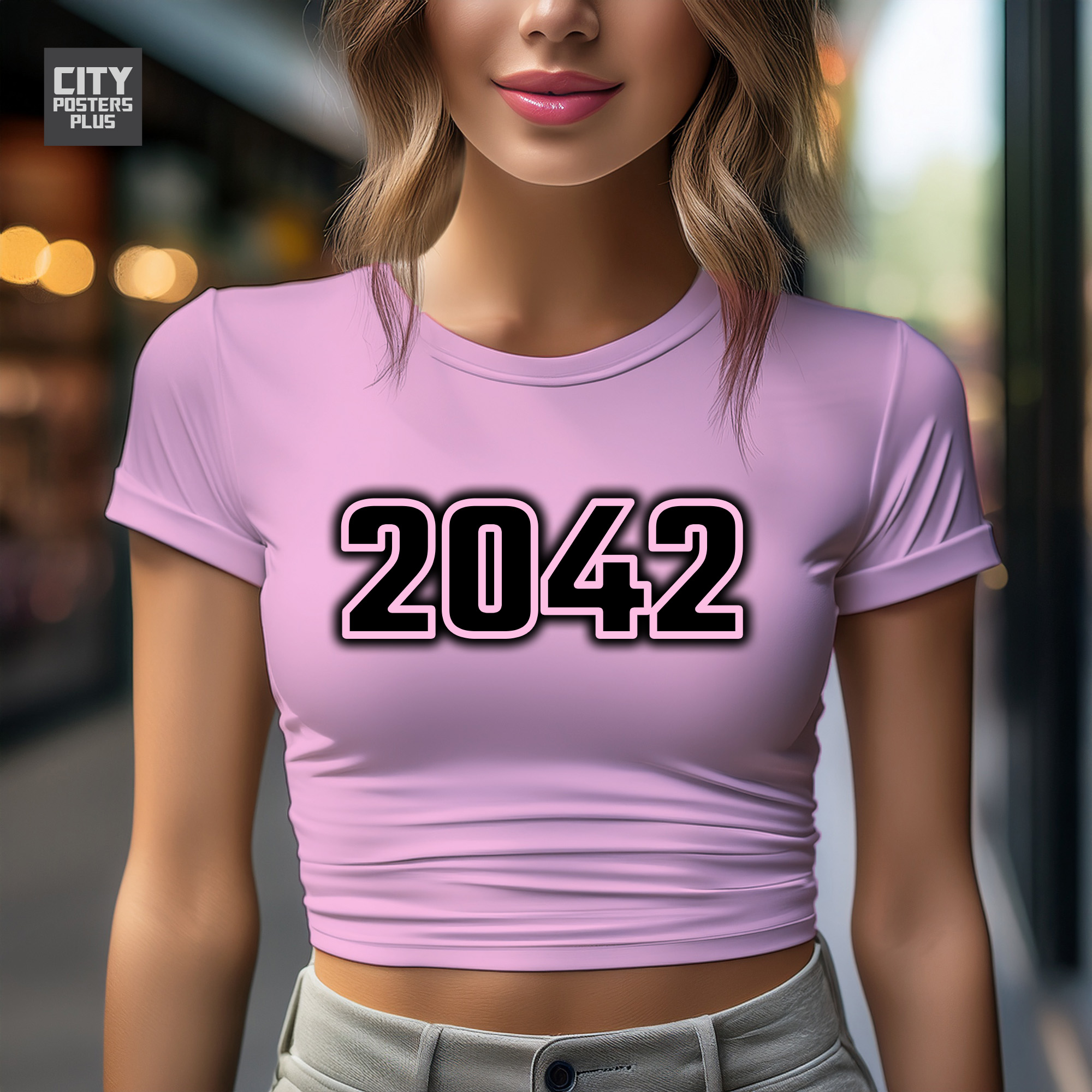 2042 Year Women Crop Top (Light Pink)