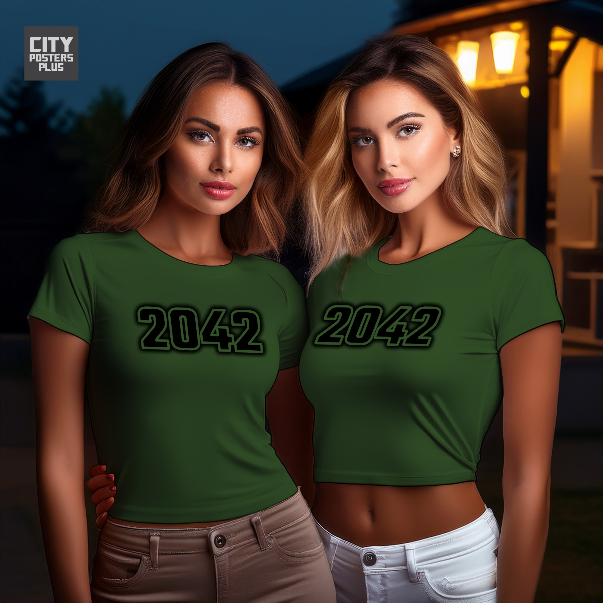 2042 Year Women Crop Top (Olive Green)