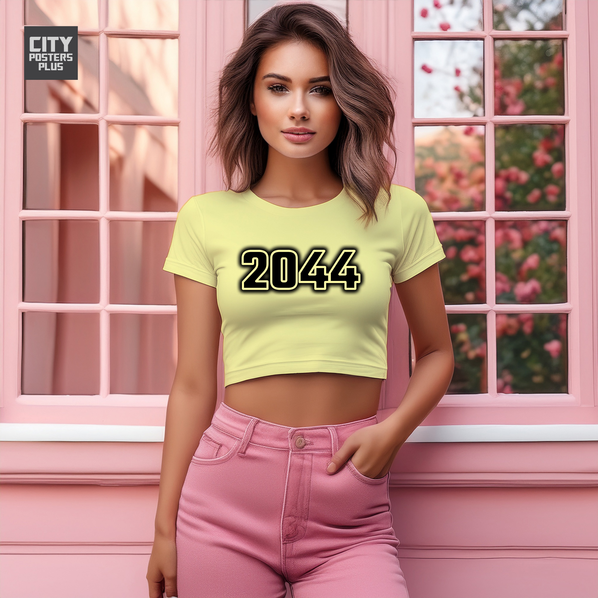 2044 Year Women Crop Top (Butter Yellow)