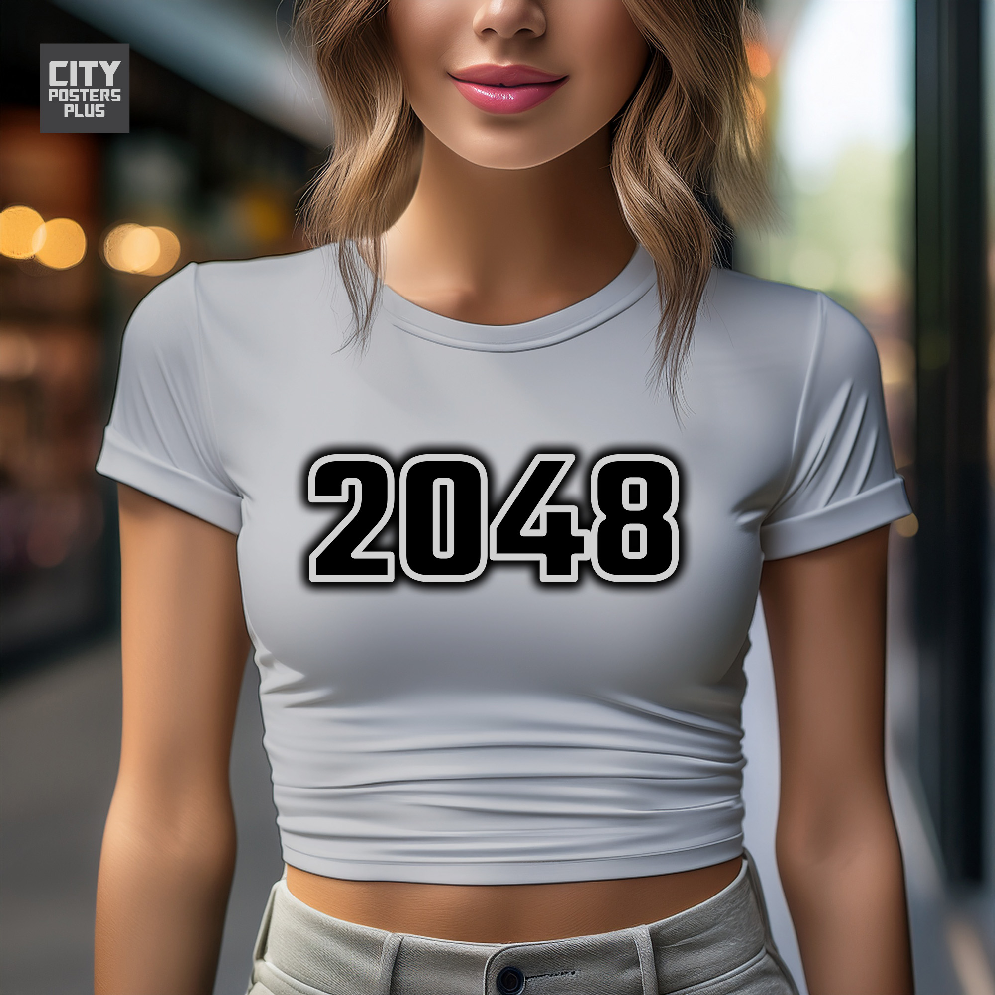 2048 Year Women Crop Top (Melange Grey)