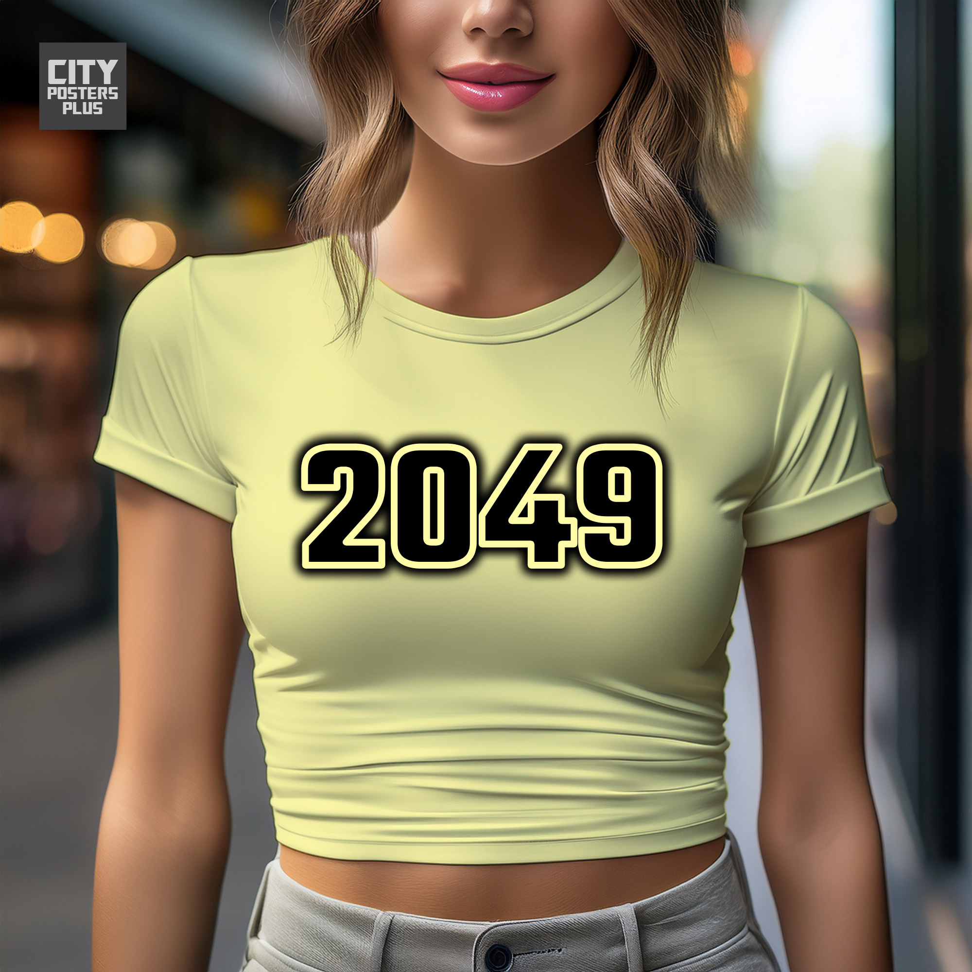 2049 Year Women Crop Top (Butter Yellow)