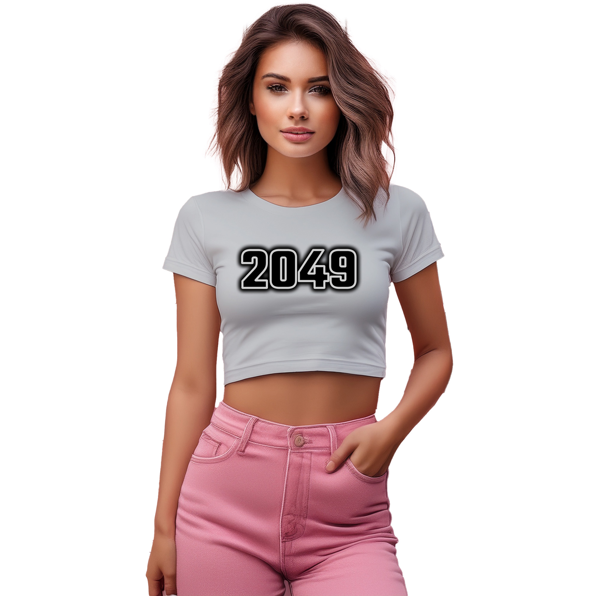 2049 Year Women Crop Top (Melange Grey) | 360 Fog Plus