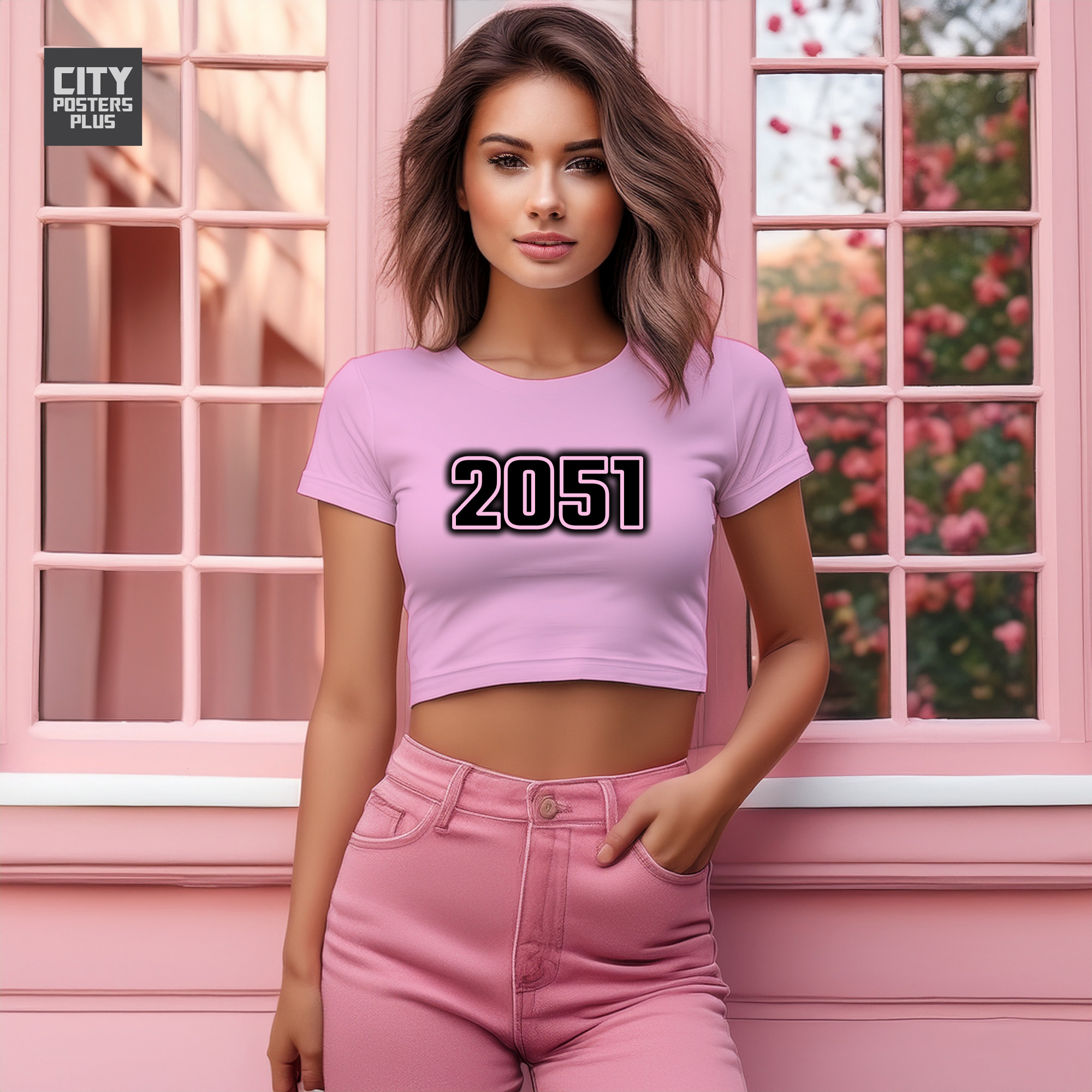 2051 Year Women Crop Top (Light Pink)