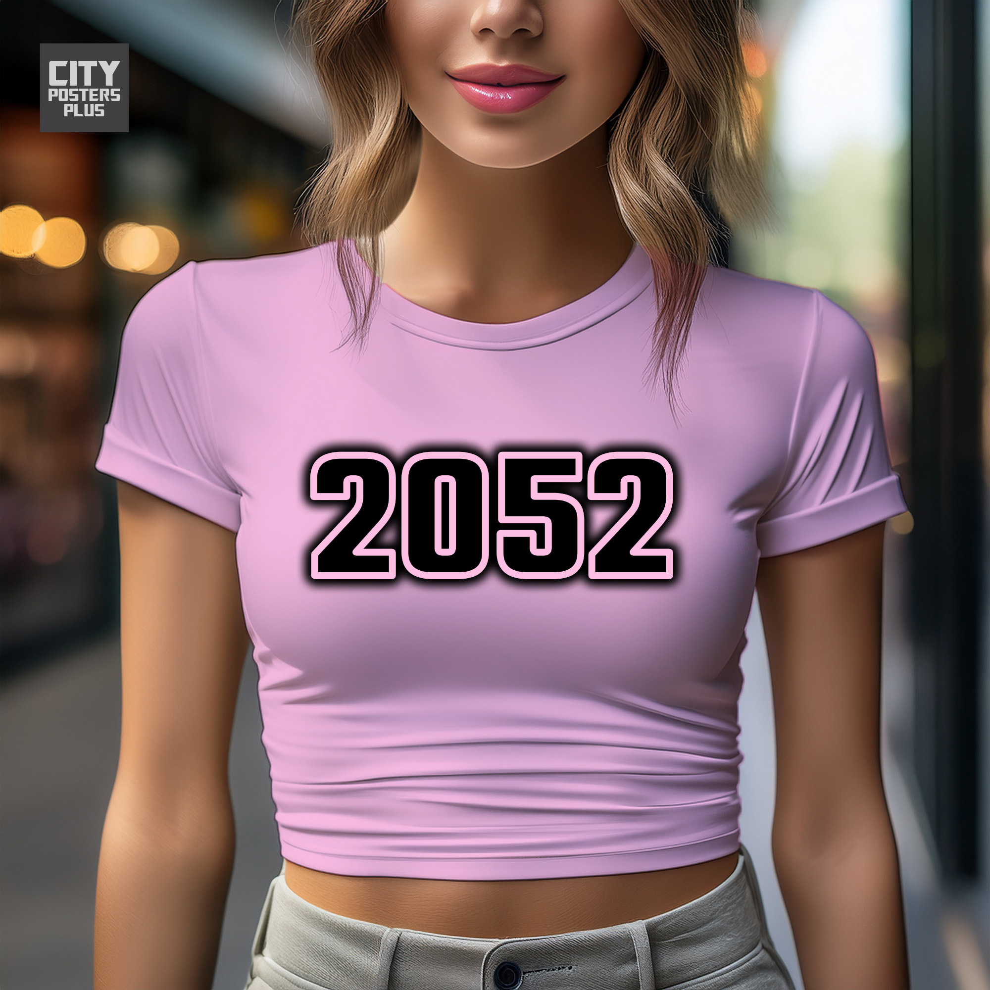 2052 Year Women Crop Top (Light Pink)