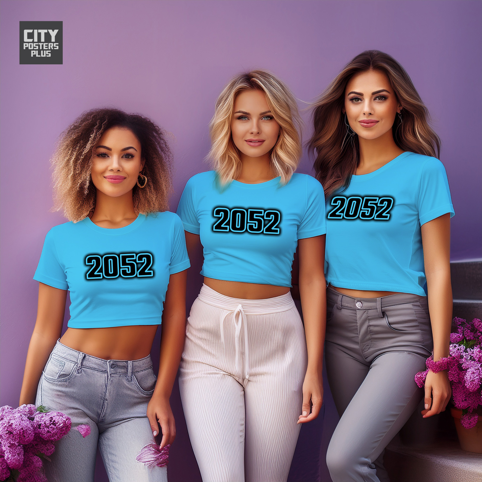 2052 Year Women Crop Top (Sky Blue)
