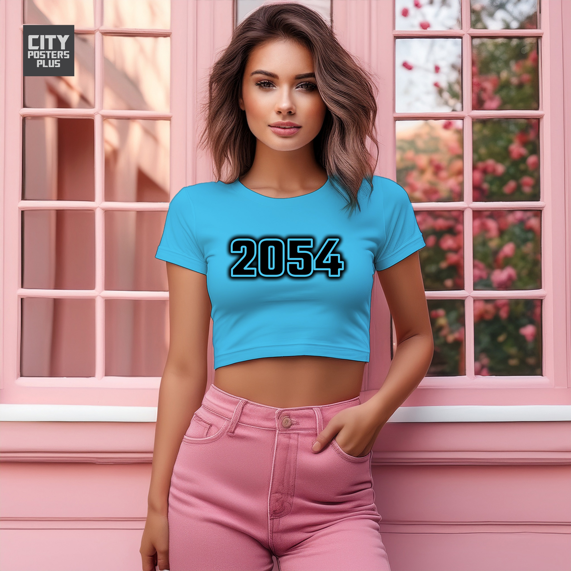 2054 Year Women Crop Top (Sky Blue)