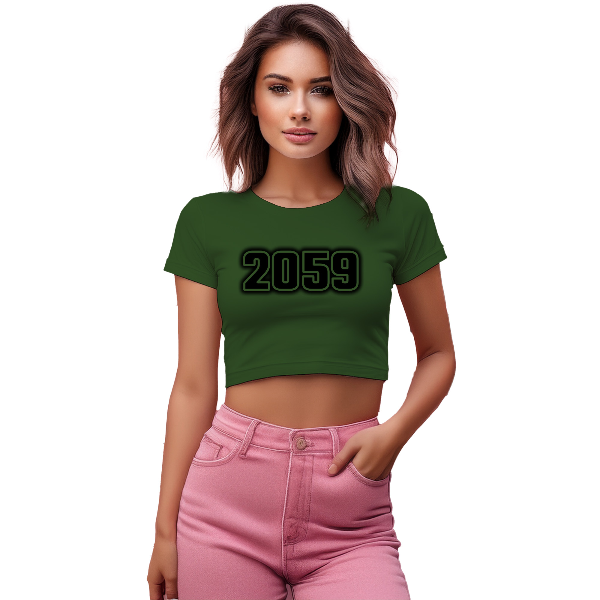 2059 Year Women Crop Top (Olive Green) | 360 Fog Plus