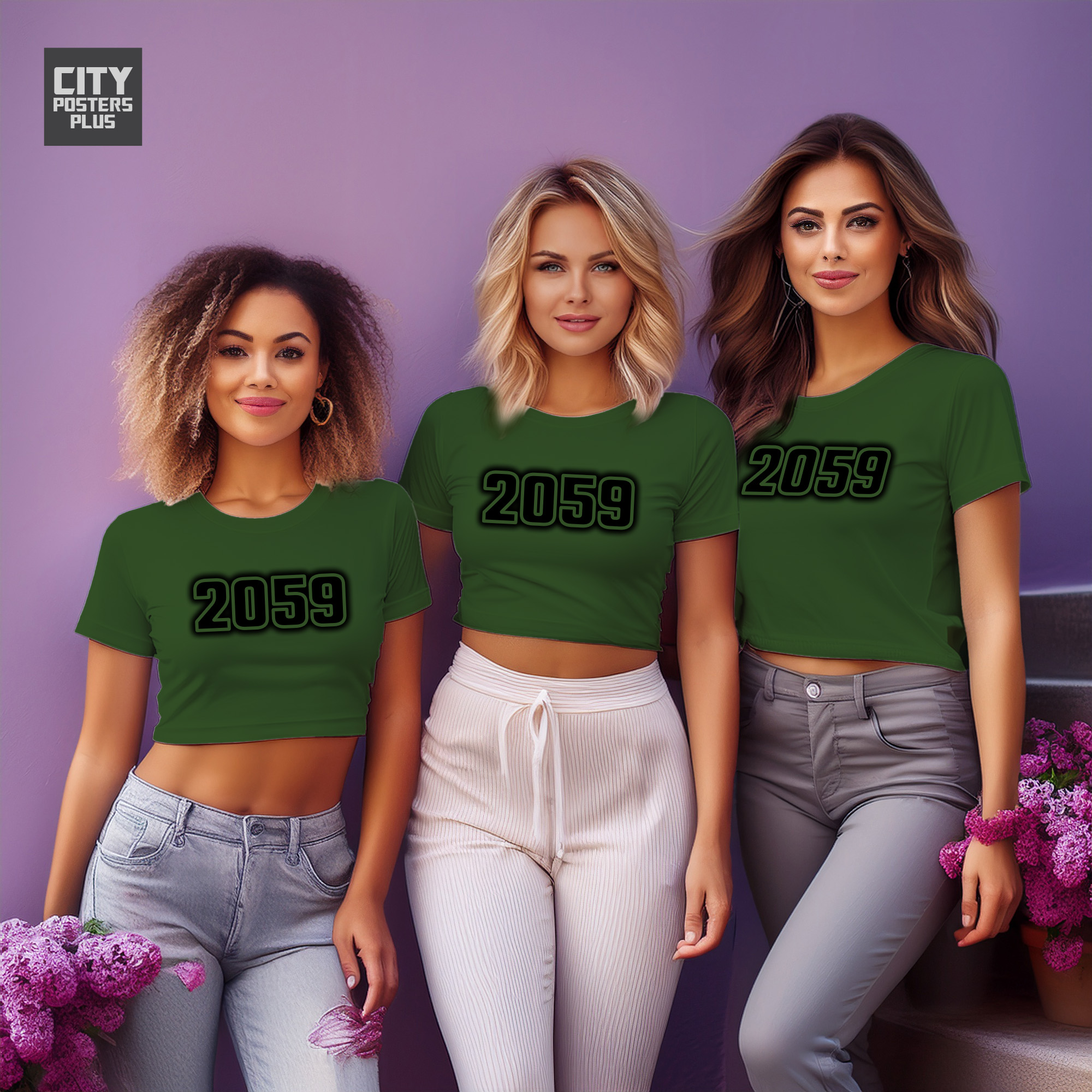 2059 Year Women Crop Top (Olive Green)