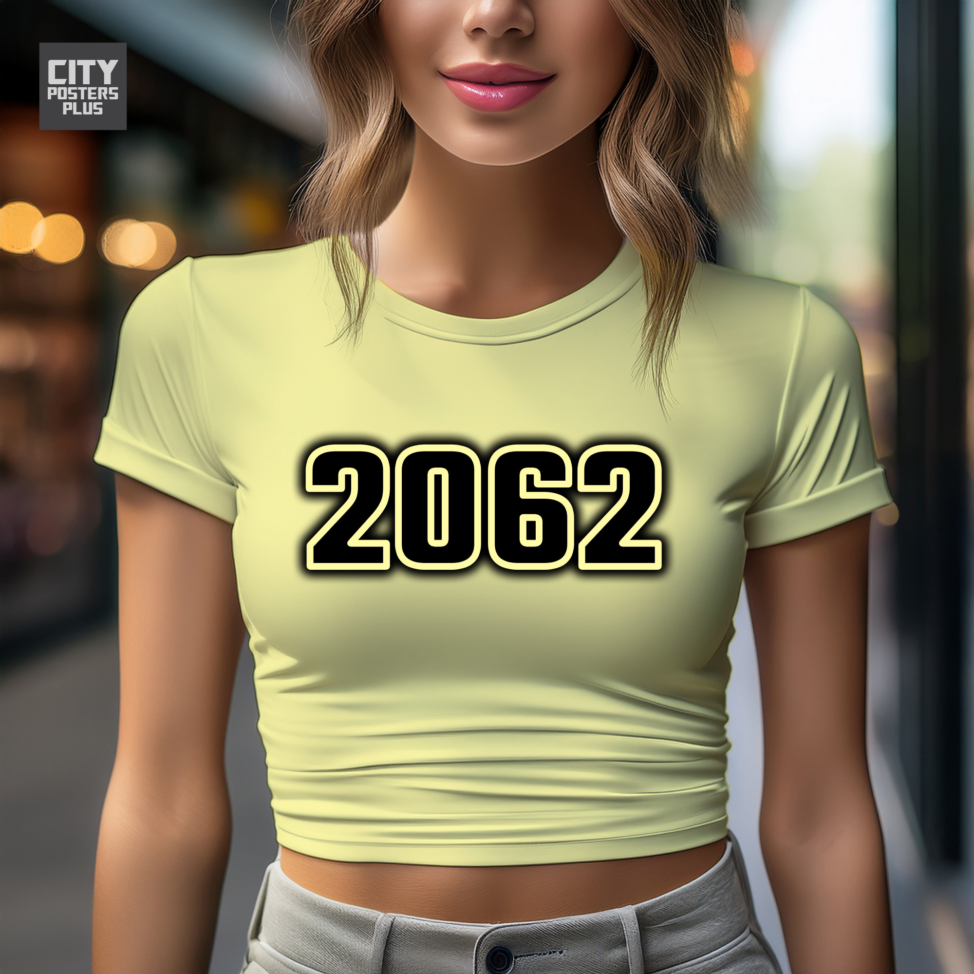 2062 Year Women Crop Top (Butter Yellow)