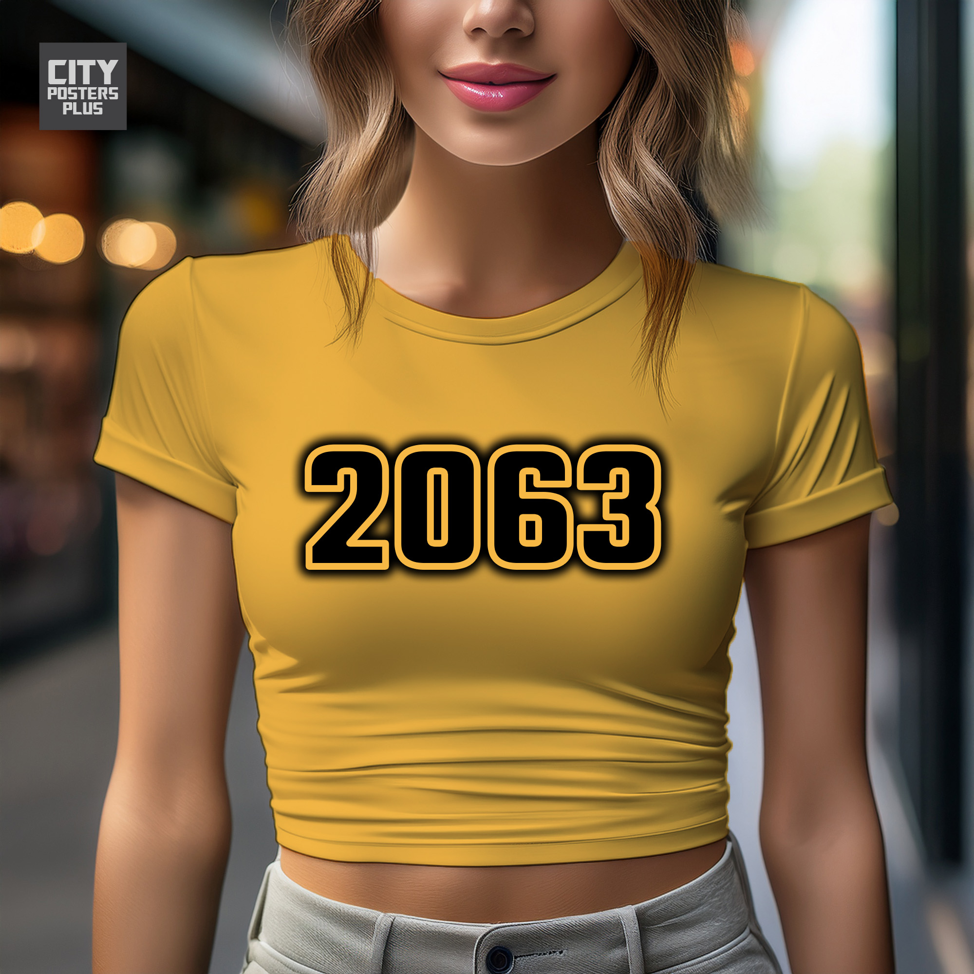 2063 Year Women Crop Top (Golden Yellow)