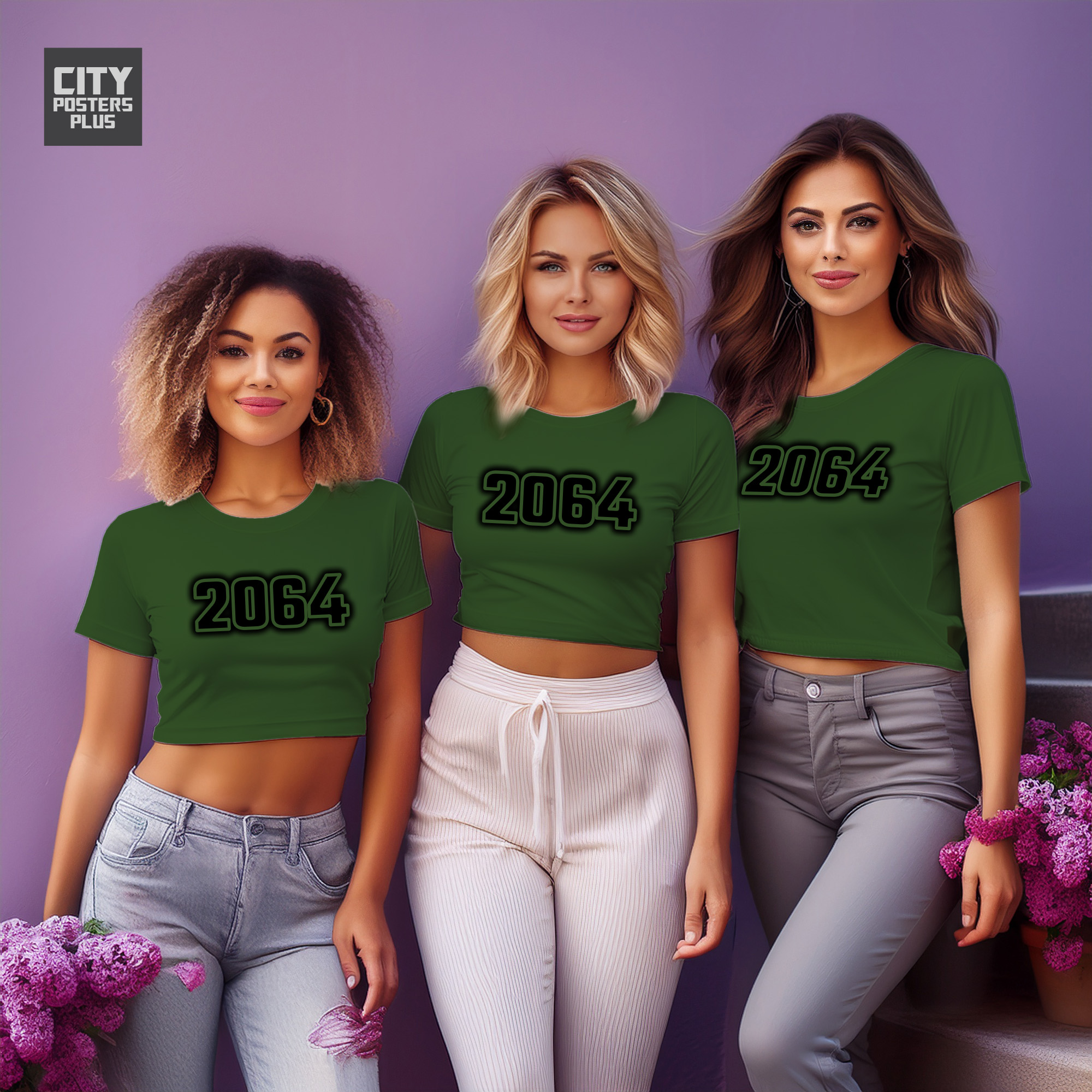 2064 Year Women Crop Top (Olive Green)