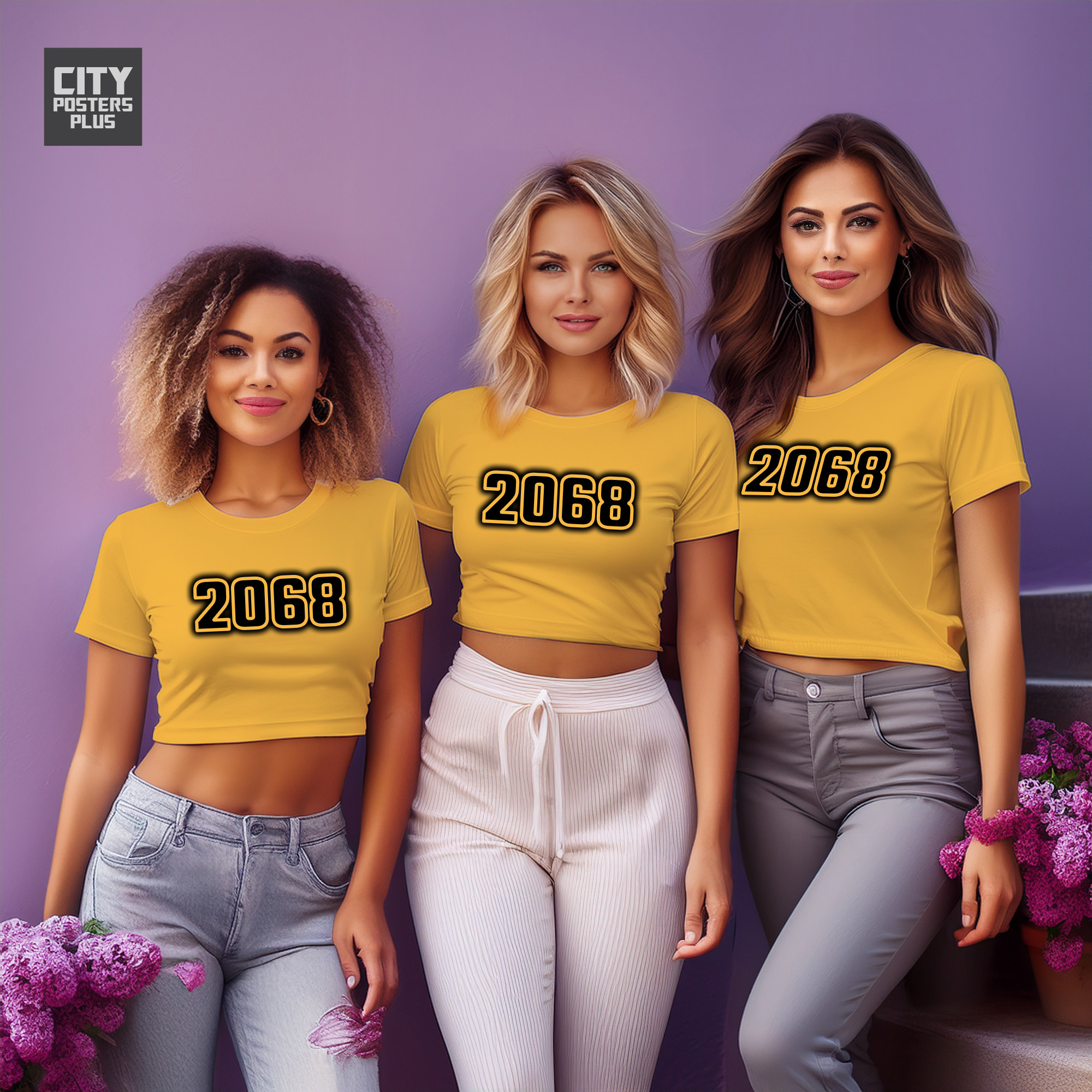2068 Year Women Crop Top (Golden Yellow)