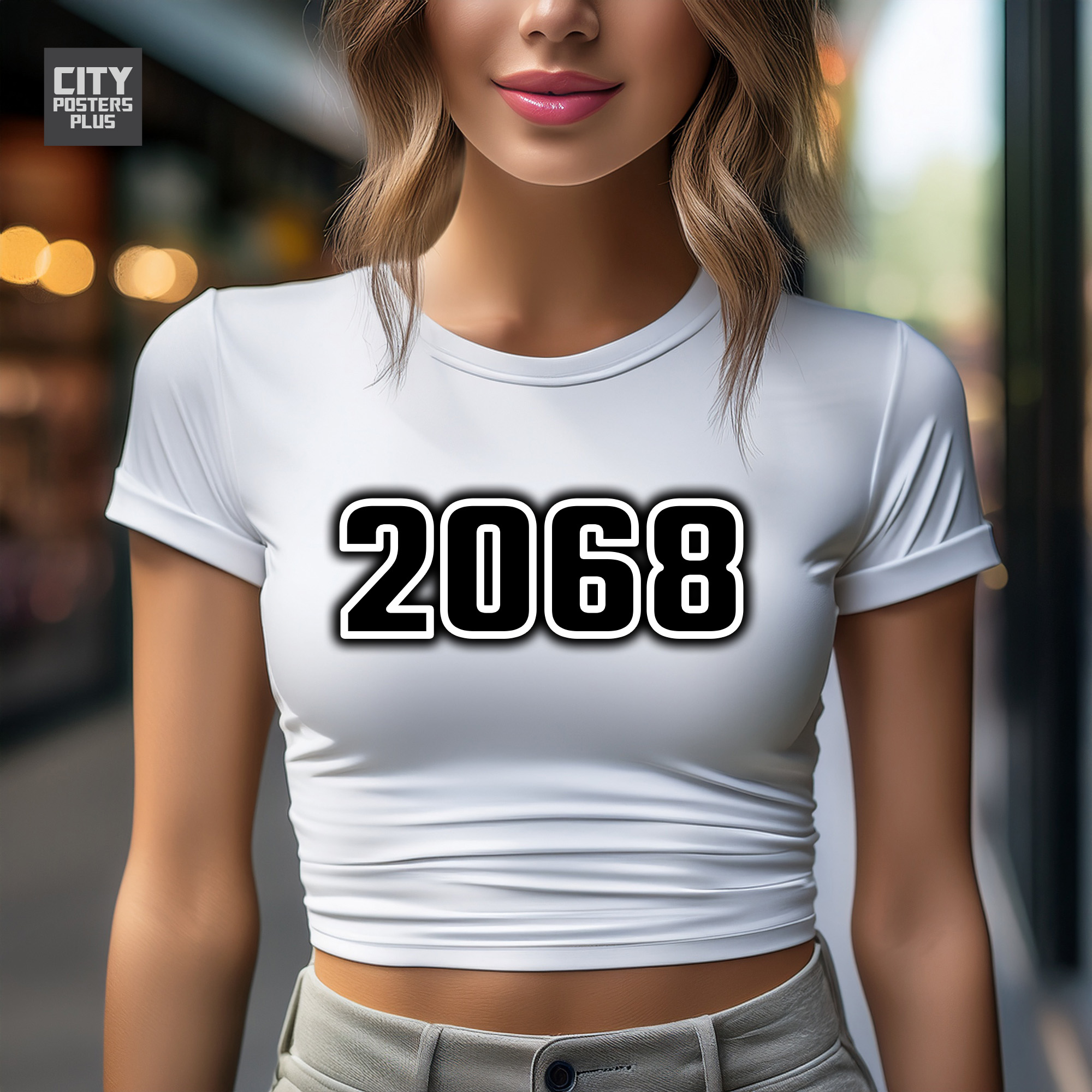 2068 Year Women Crop Top (White)