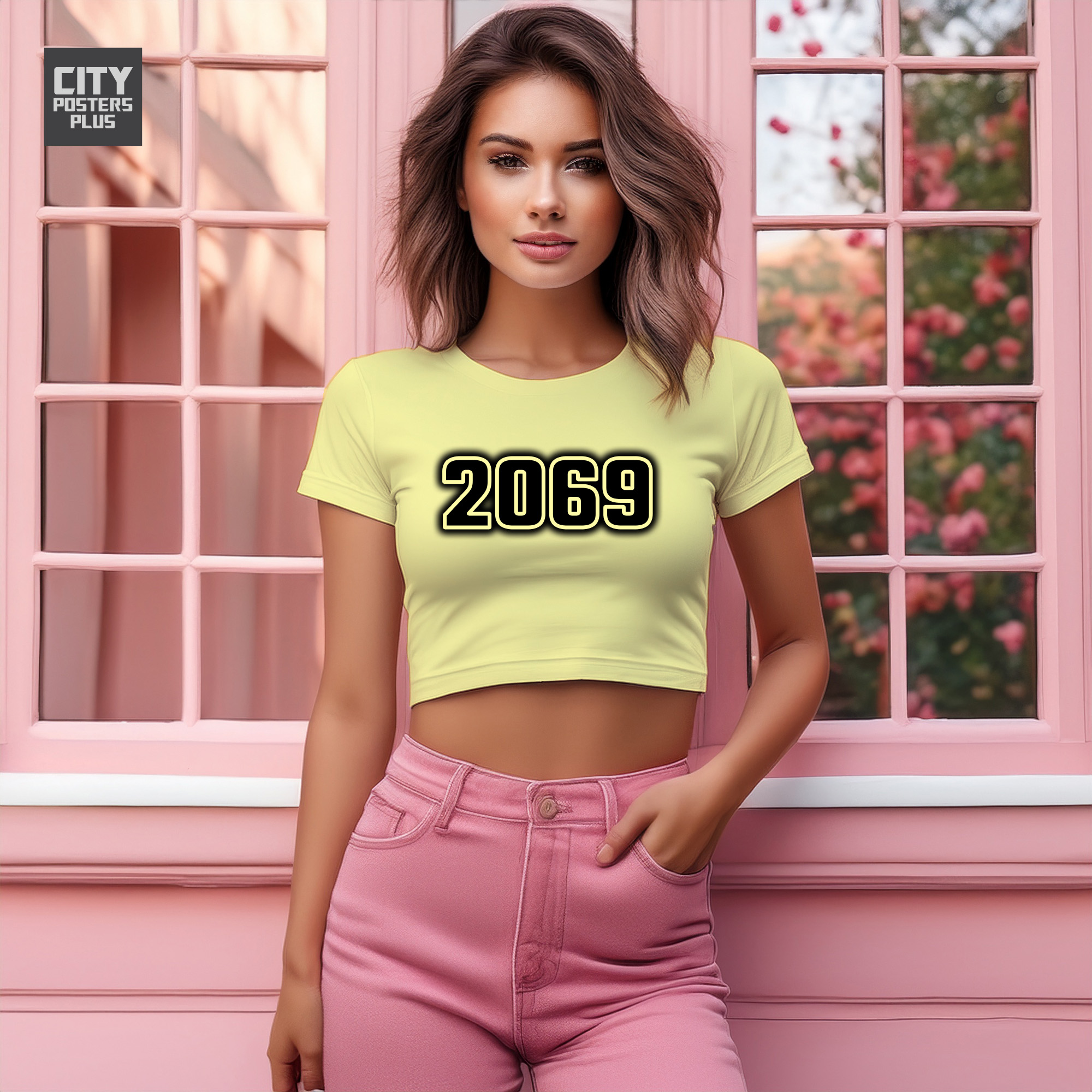 2069 Year Women Crop Top (Butter Yellow)