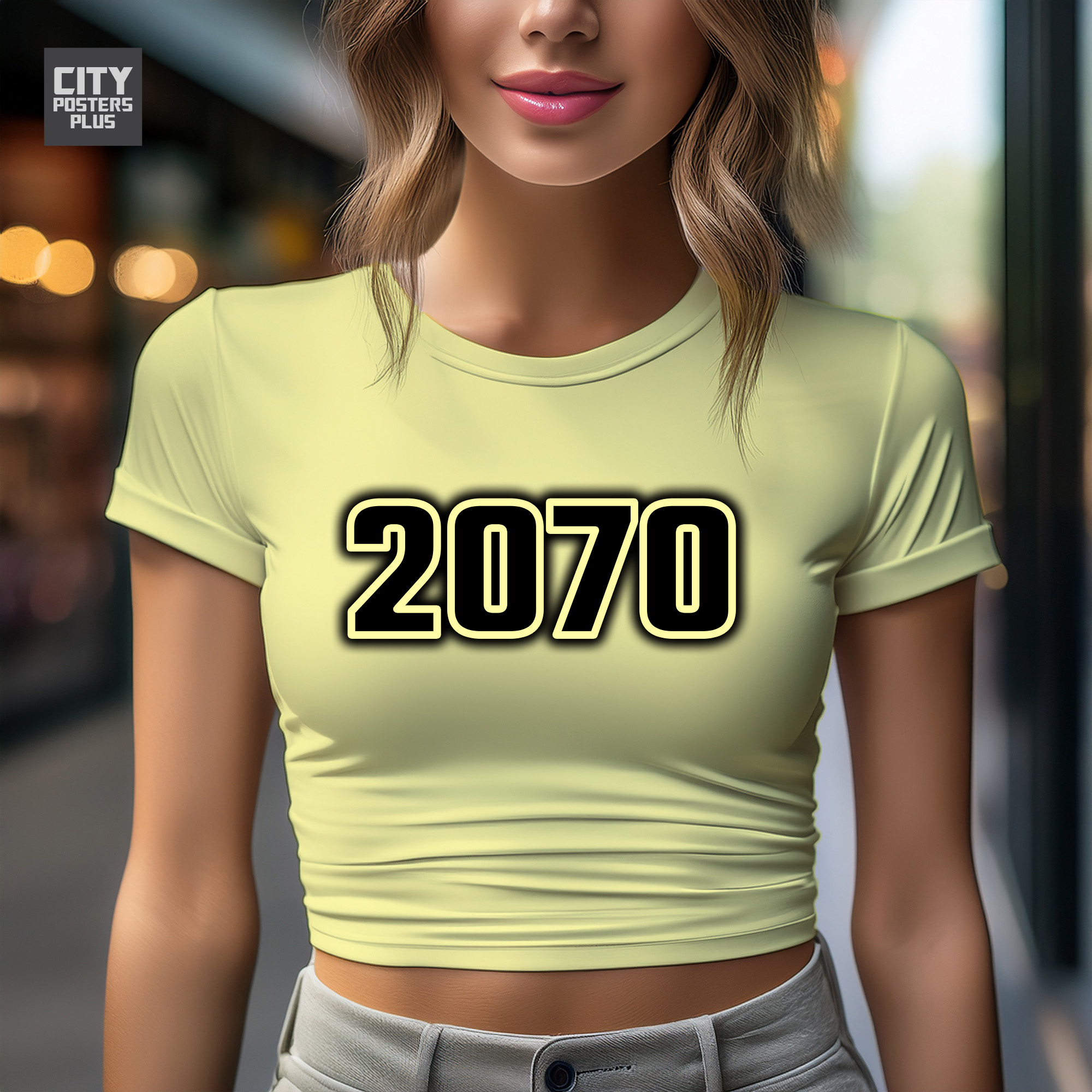 2070 Year Women Crop Top (Butter Yellow)