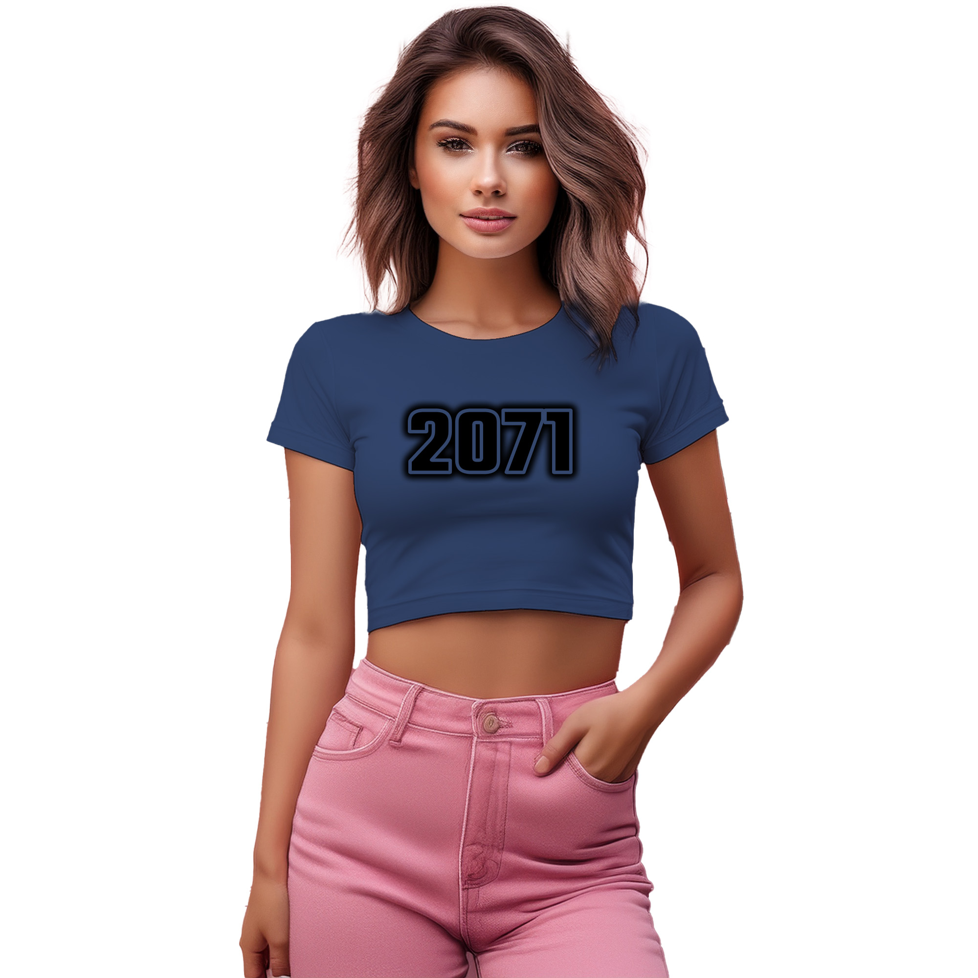2071 Year Women Crop Top (Navy Blue) | 360 Fog Plus