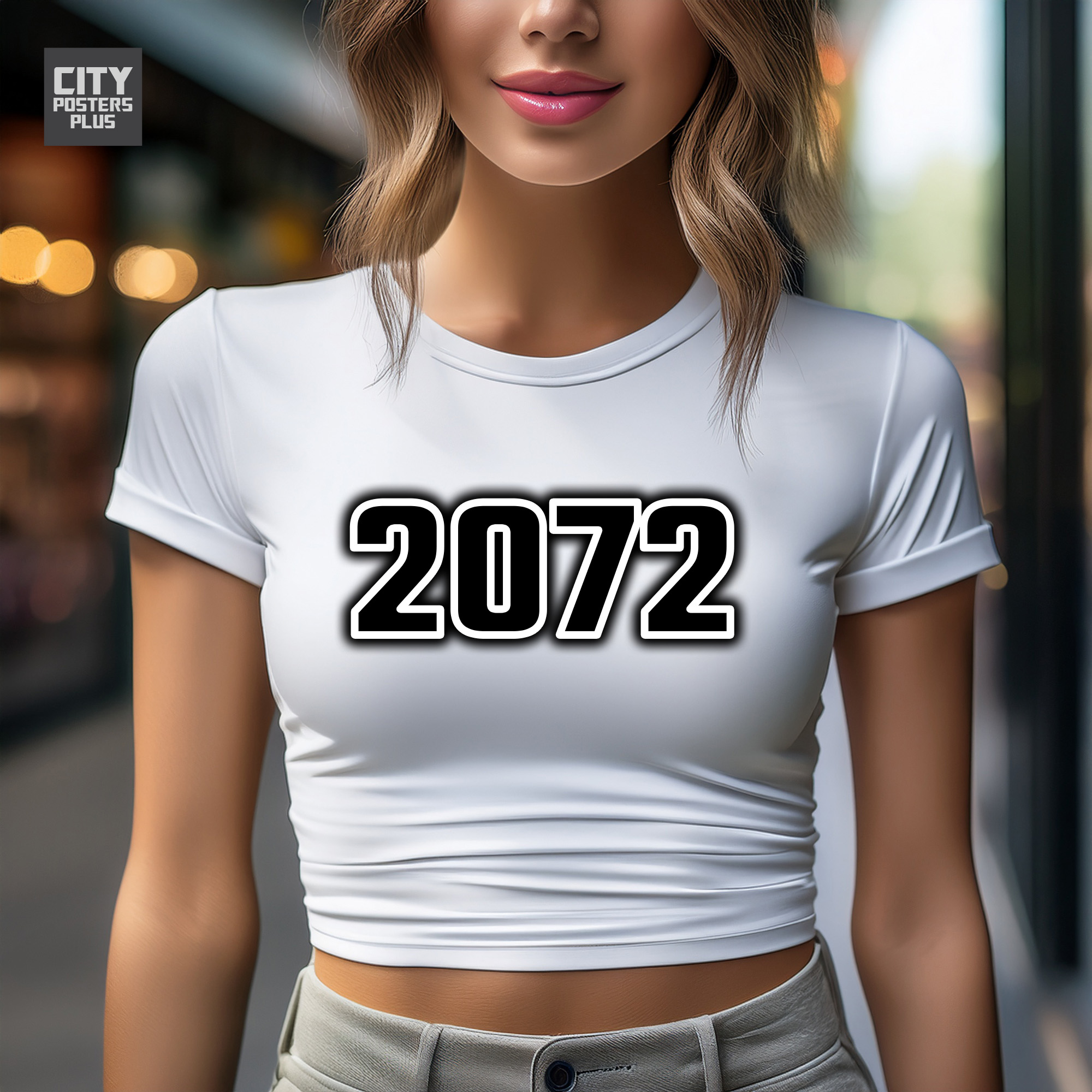 2072 Year Women Crop Top (White)