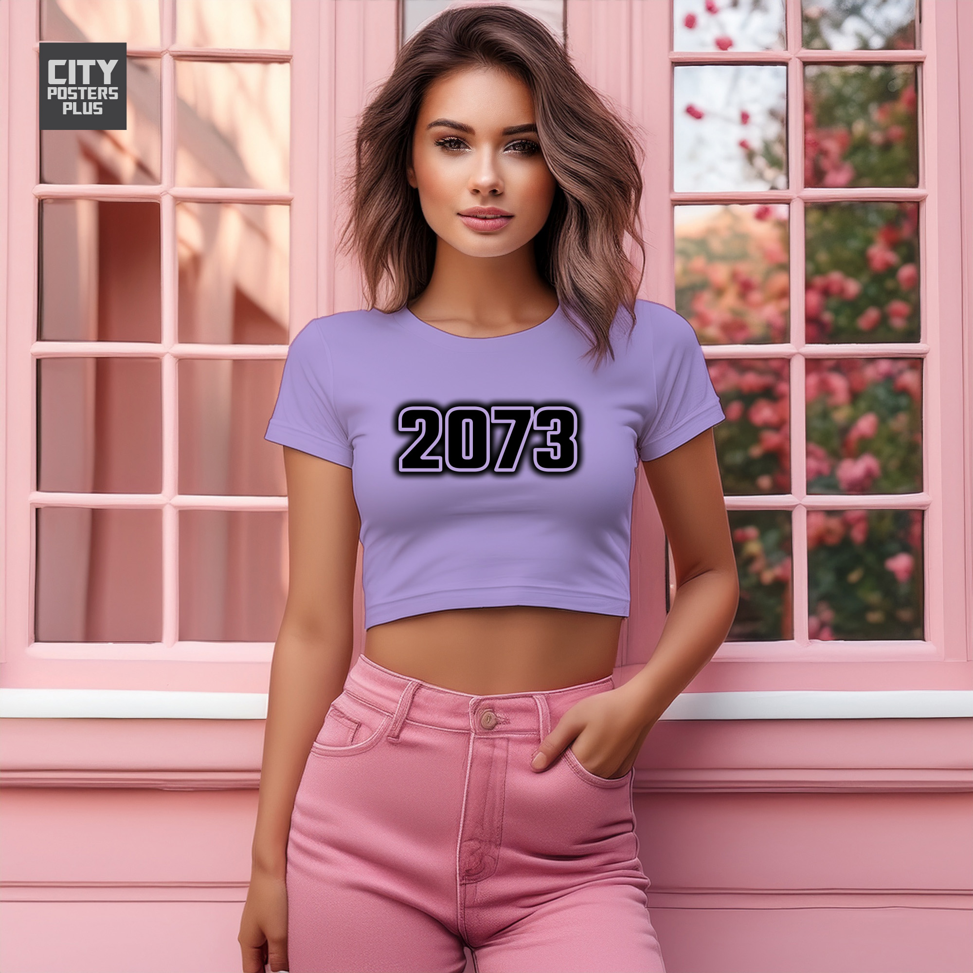 2073 Year Women Crop Top (Iris Lavender)