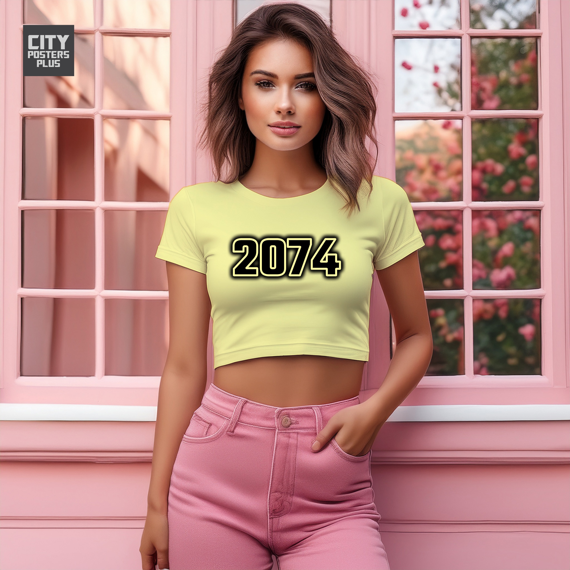 2074 Year Women Crop Top (Butter Yellow)