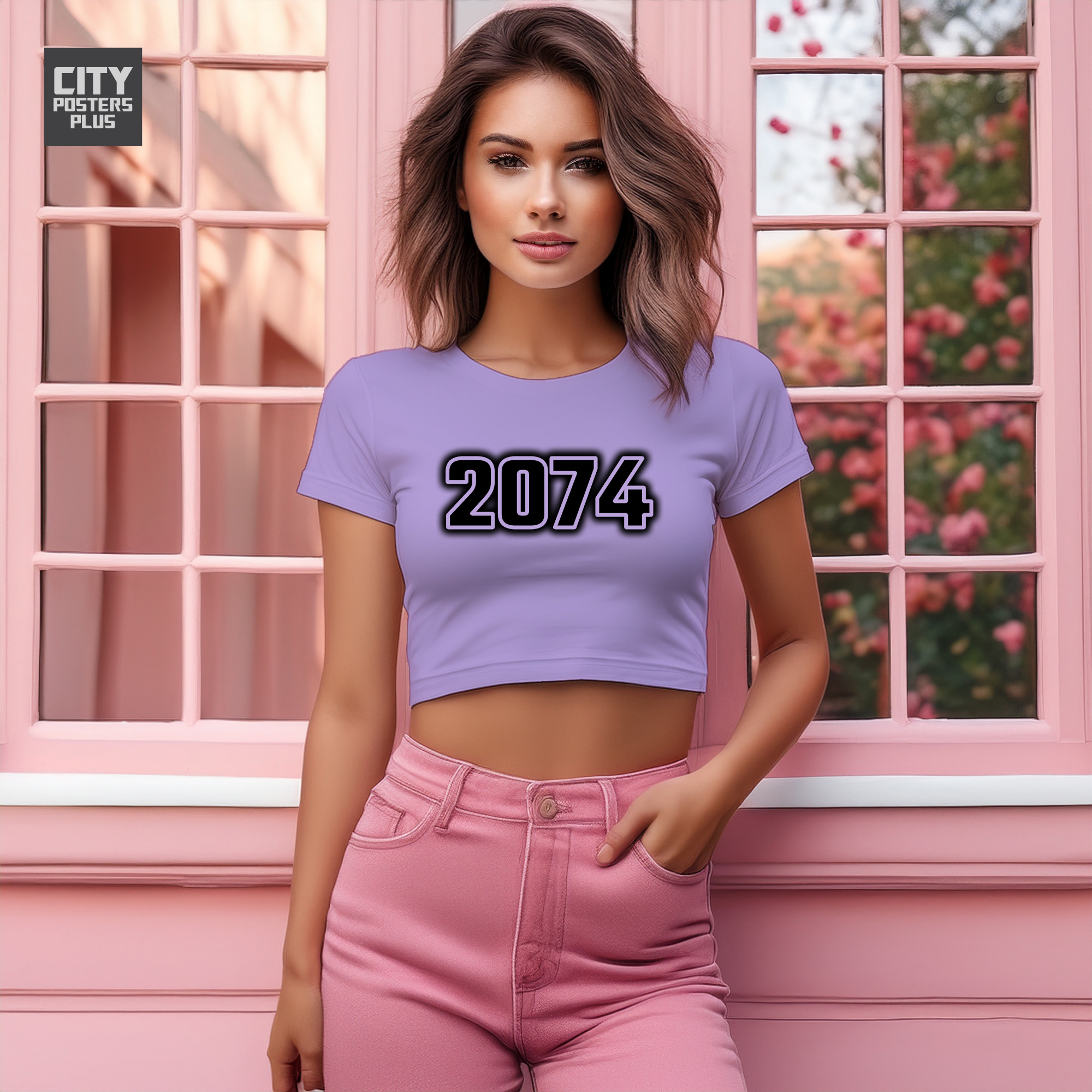 2074 Year Women Crop Top (Iris Lavender)