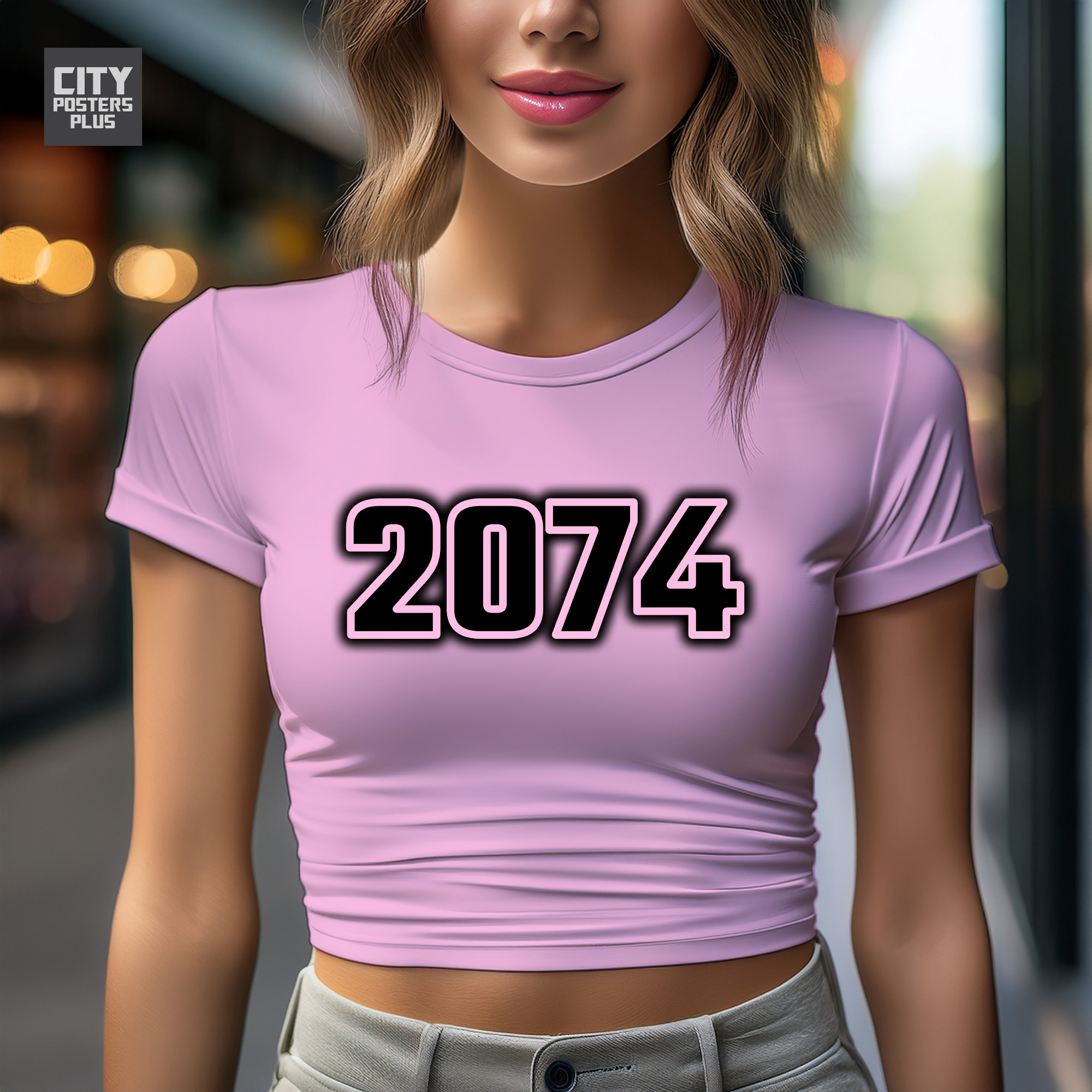 2074 Year Women Crop Top (Light Pink)