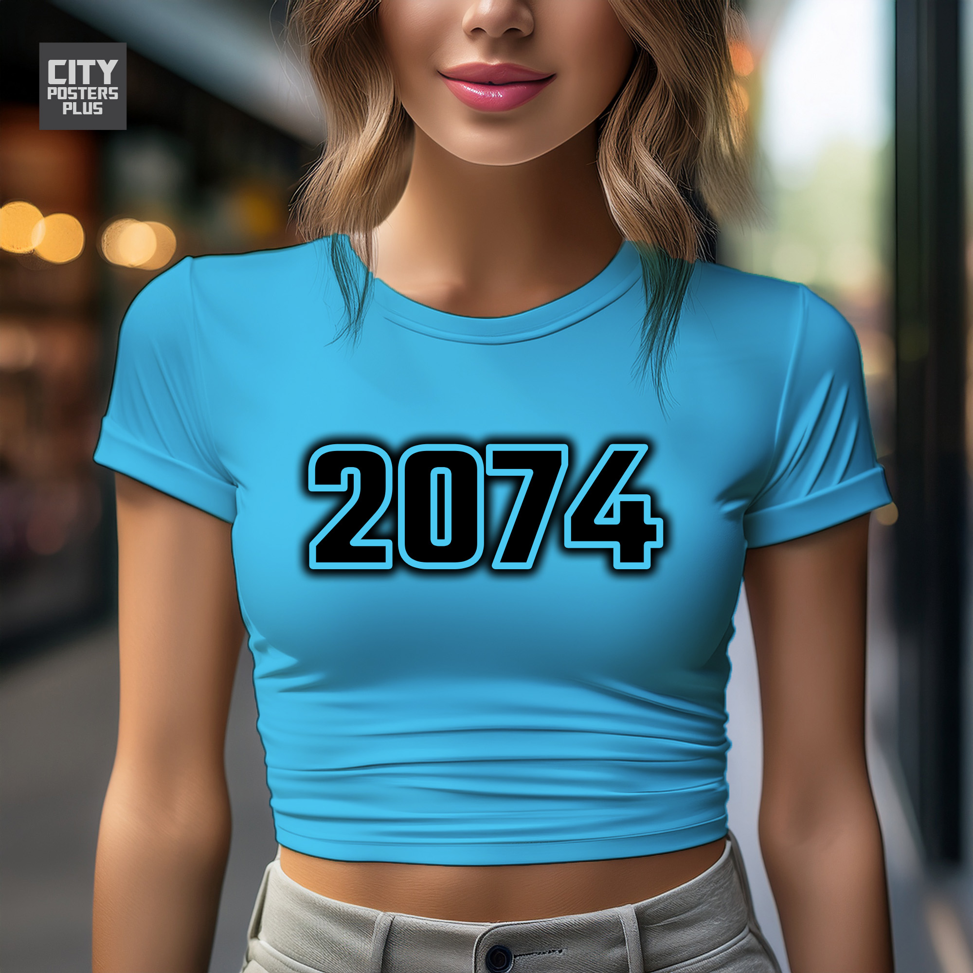 2074 Year Women Crop Top (Sky Blue)