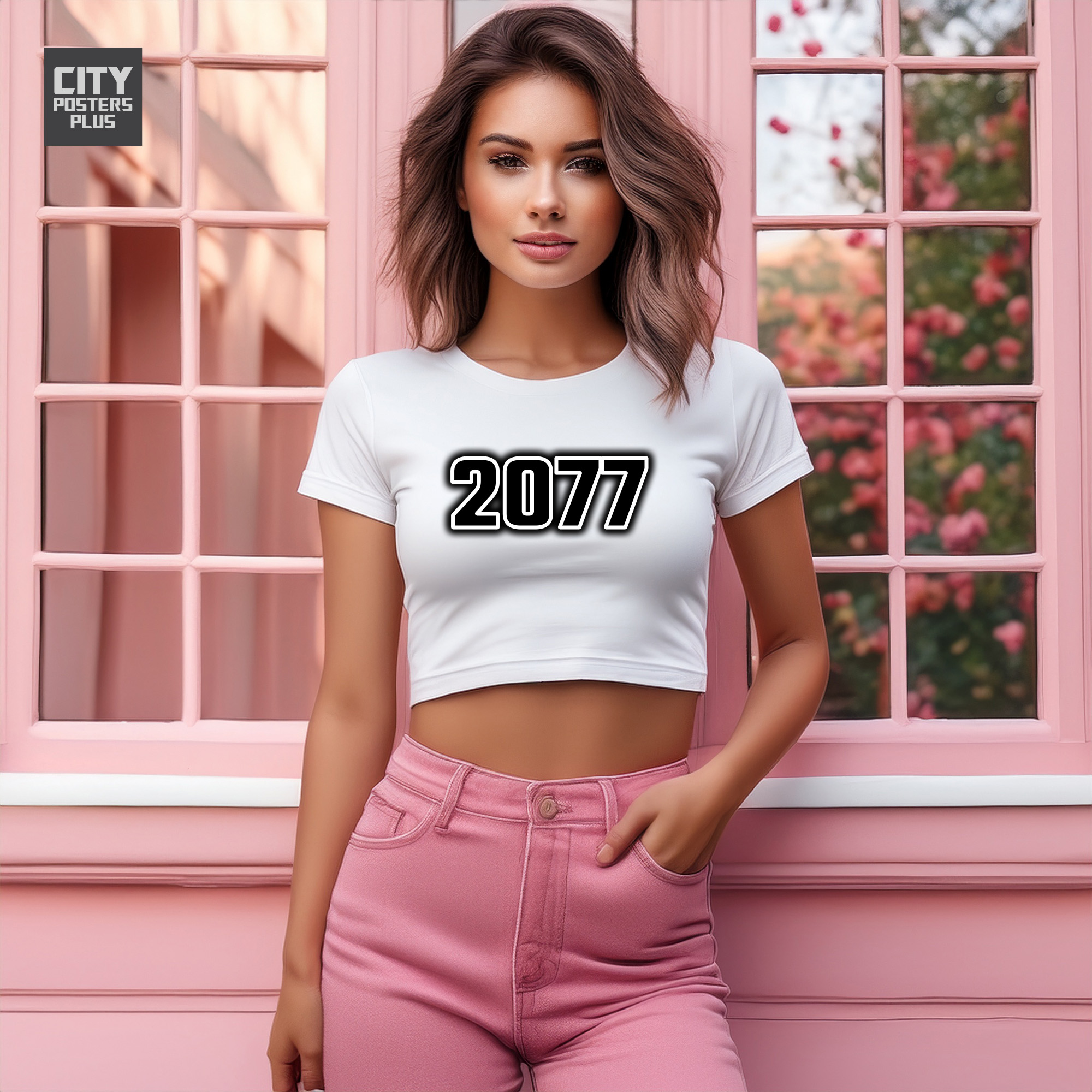 2077 Year Women Crop Top (White)