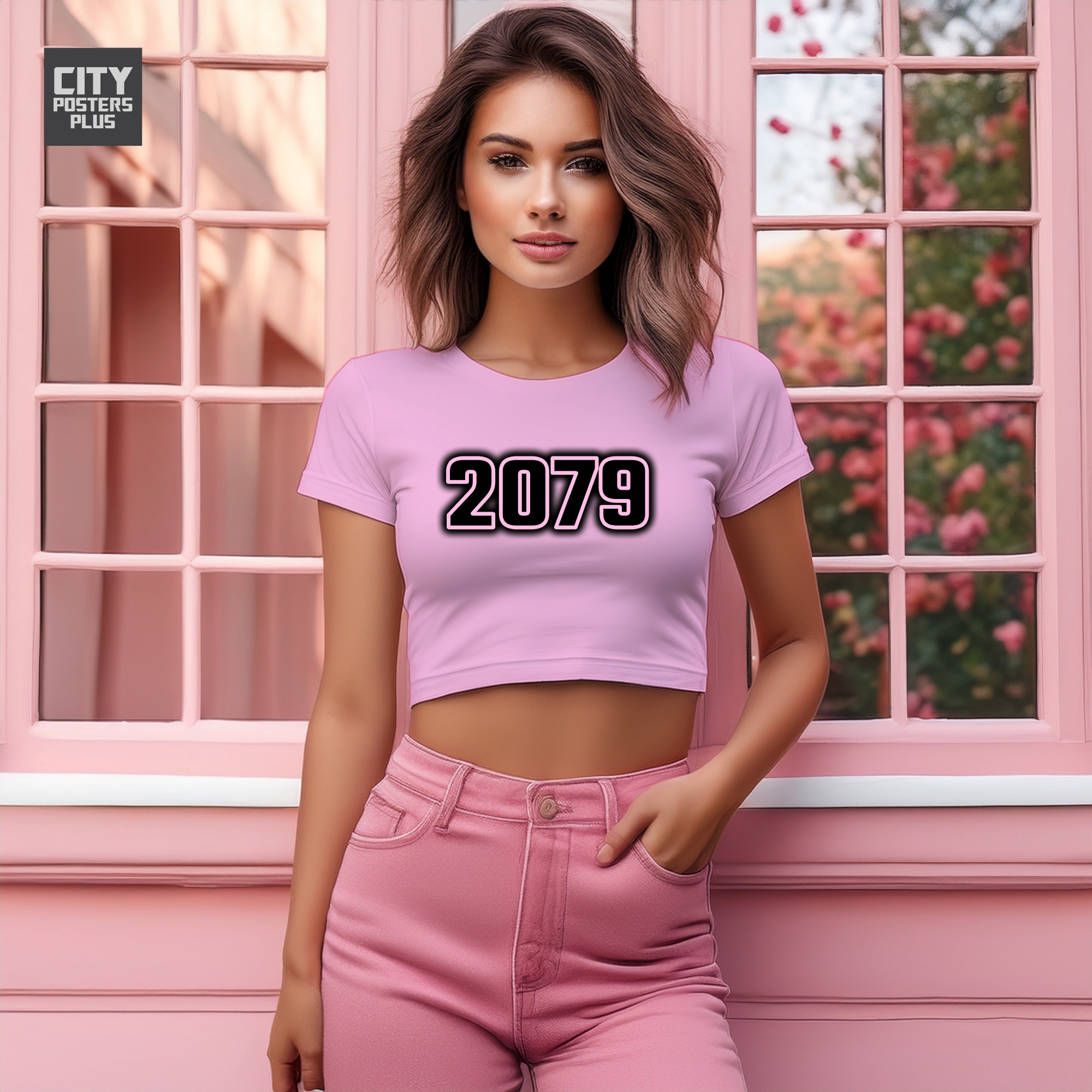2079 Year Women Crop Top (Light Pink)