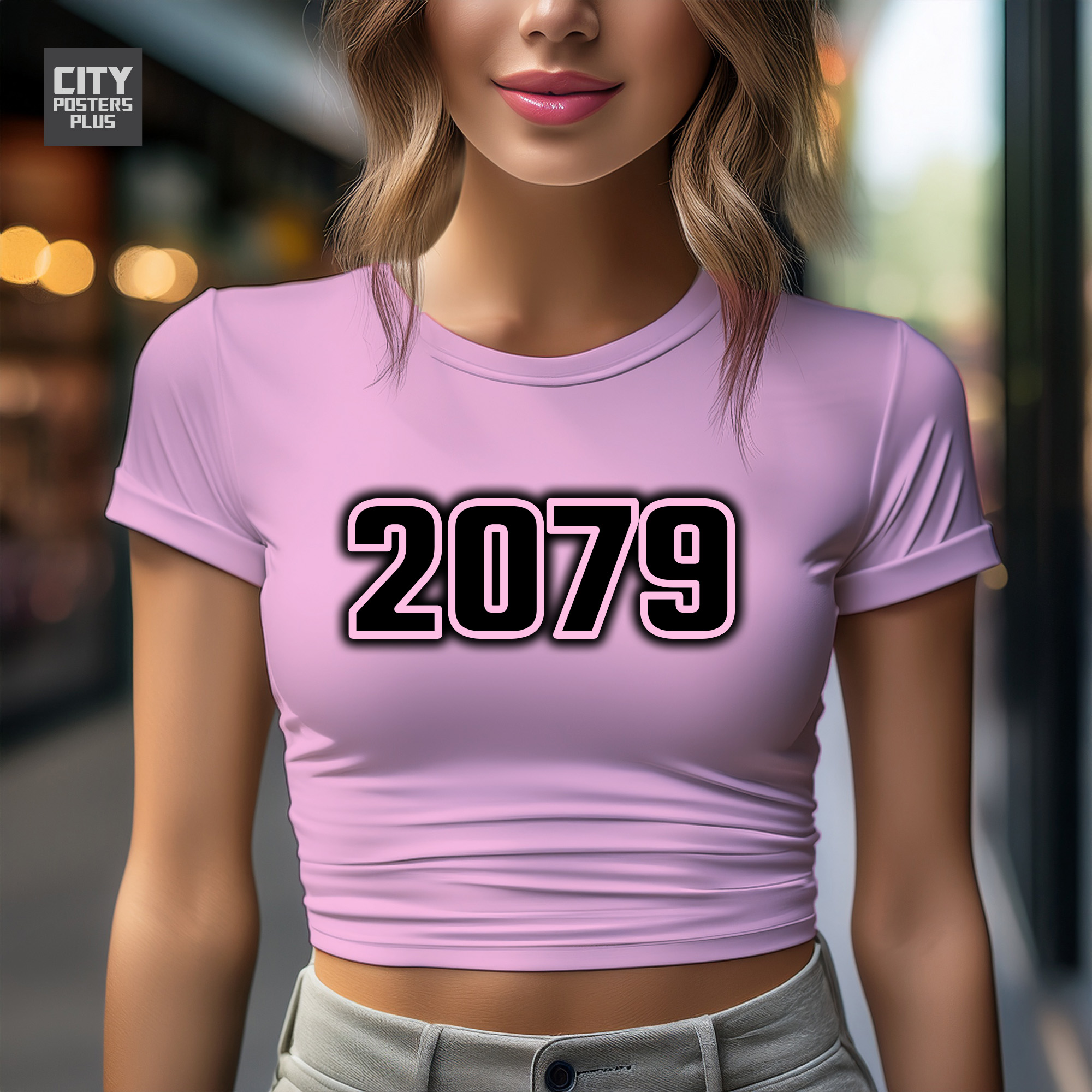 2079 Year Women Crop Top (Light Pink)