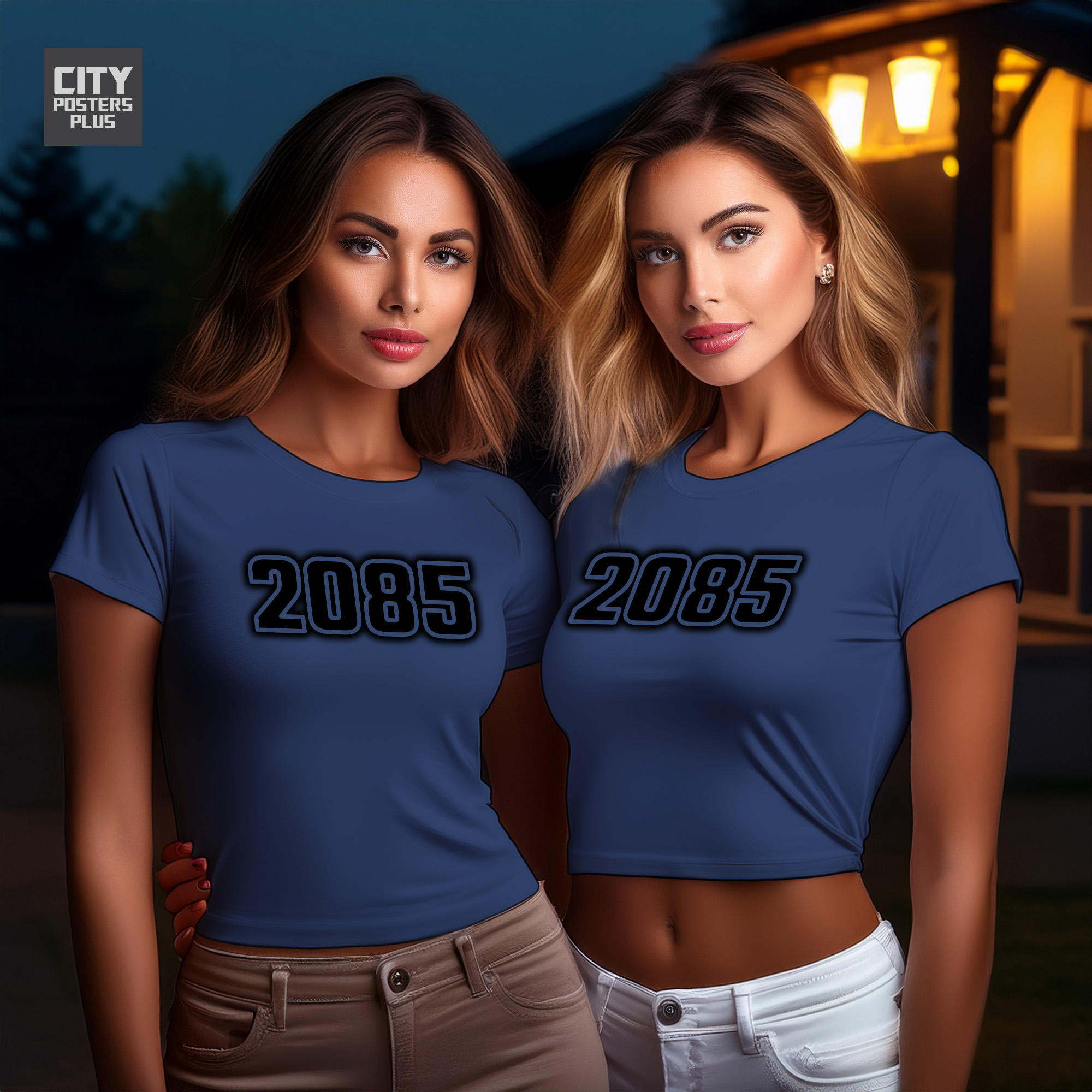 2085 Year Women Crop Top (Navy Blue)
