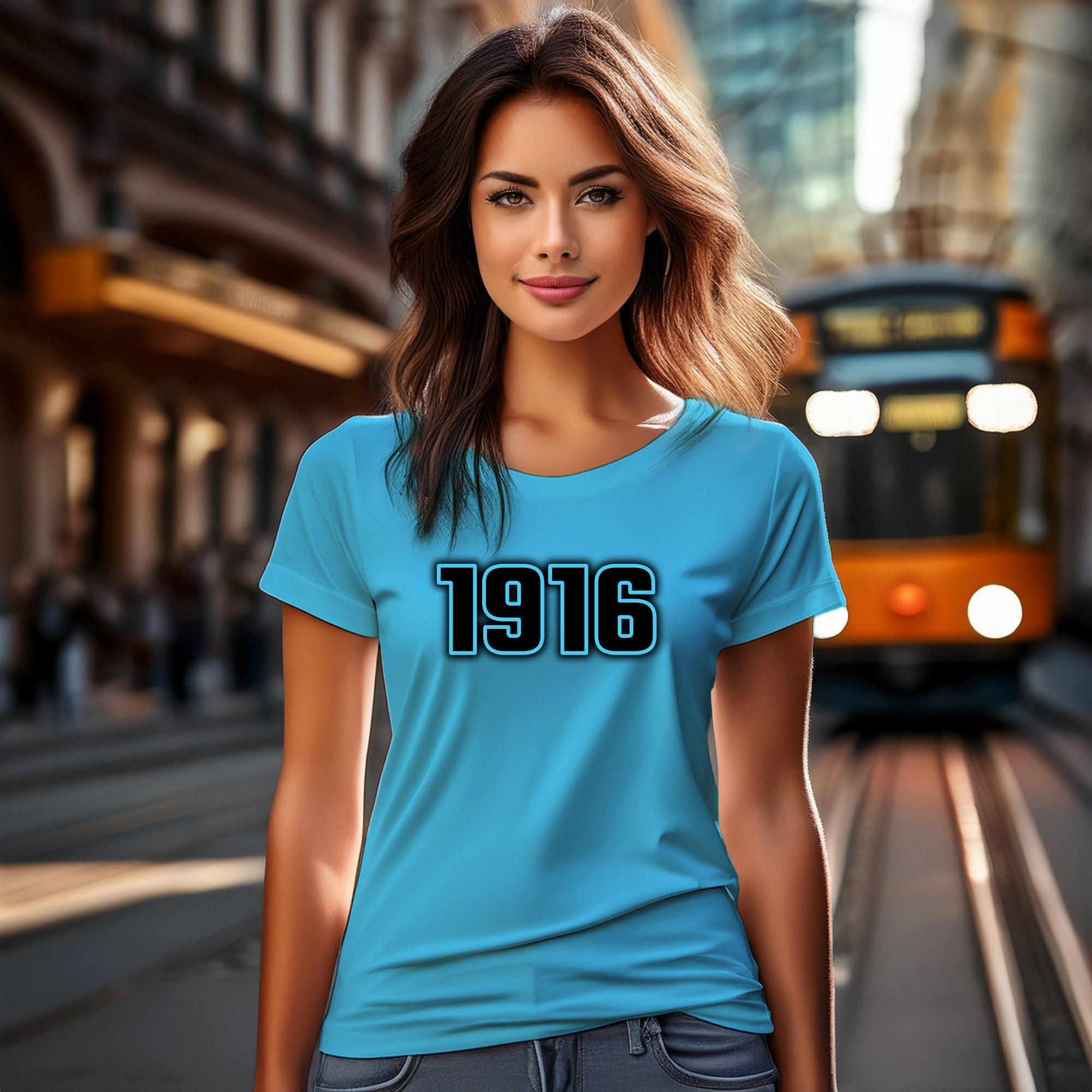 1916 Year Women T-Shirt (Sky Blue)