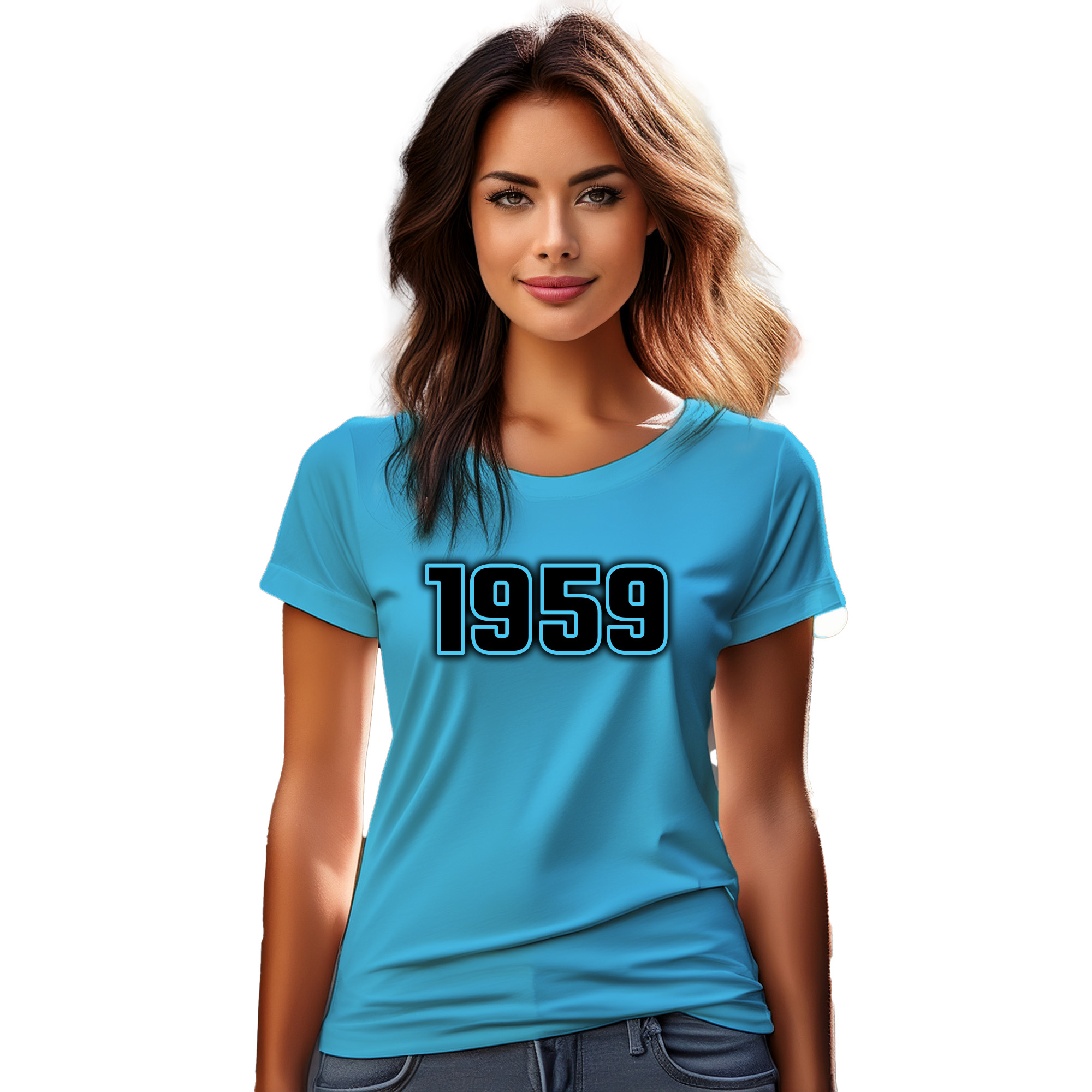 1959 Year Women T-Shirt (Sky Blue) | 360 Fog Plus