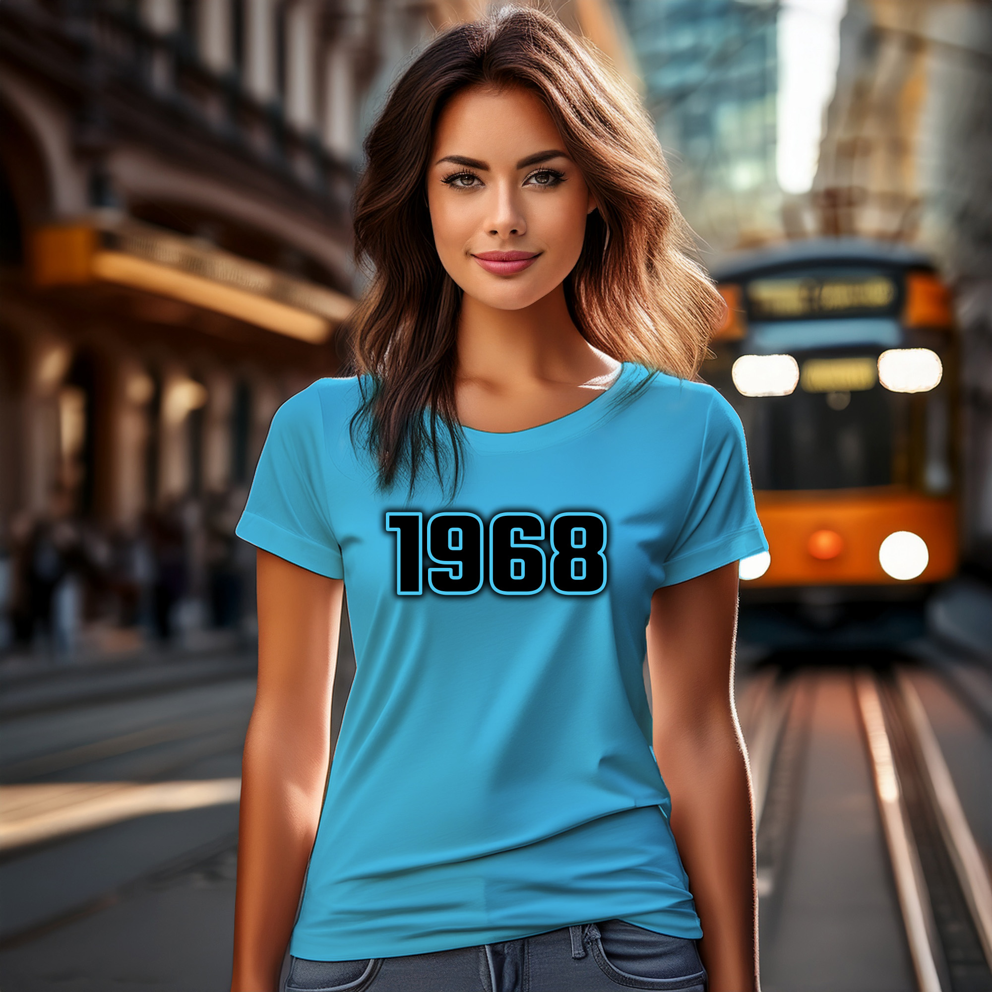 1968 Year Women T-Shirt (Sky Blue)