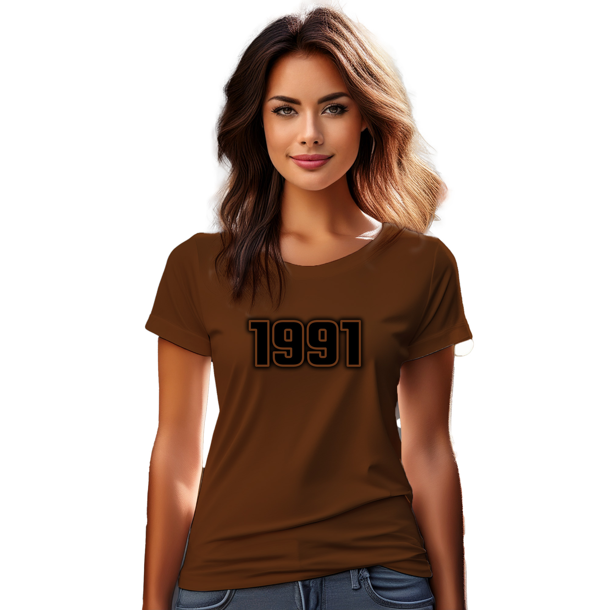 1991 Year Women T-Shirt (Brown) | 360 Fog Plus
