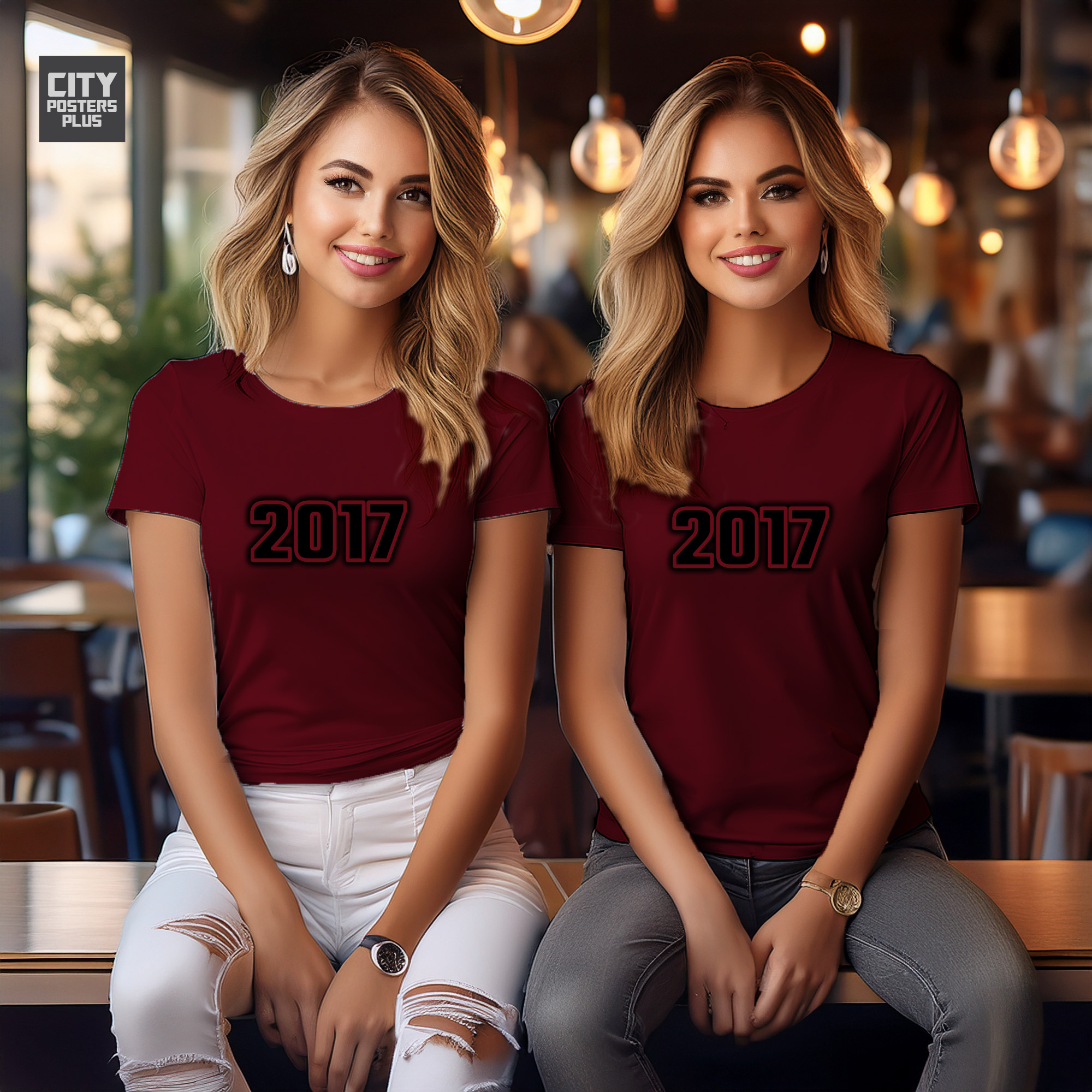 2017 Year Women T-Shirt (Maroon)