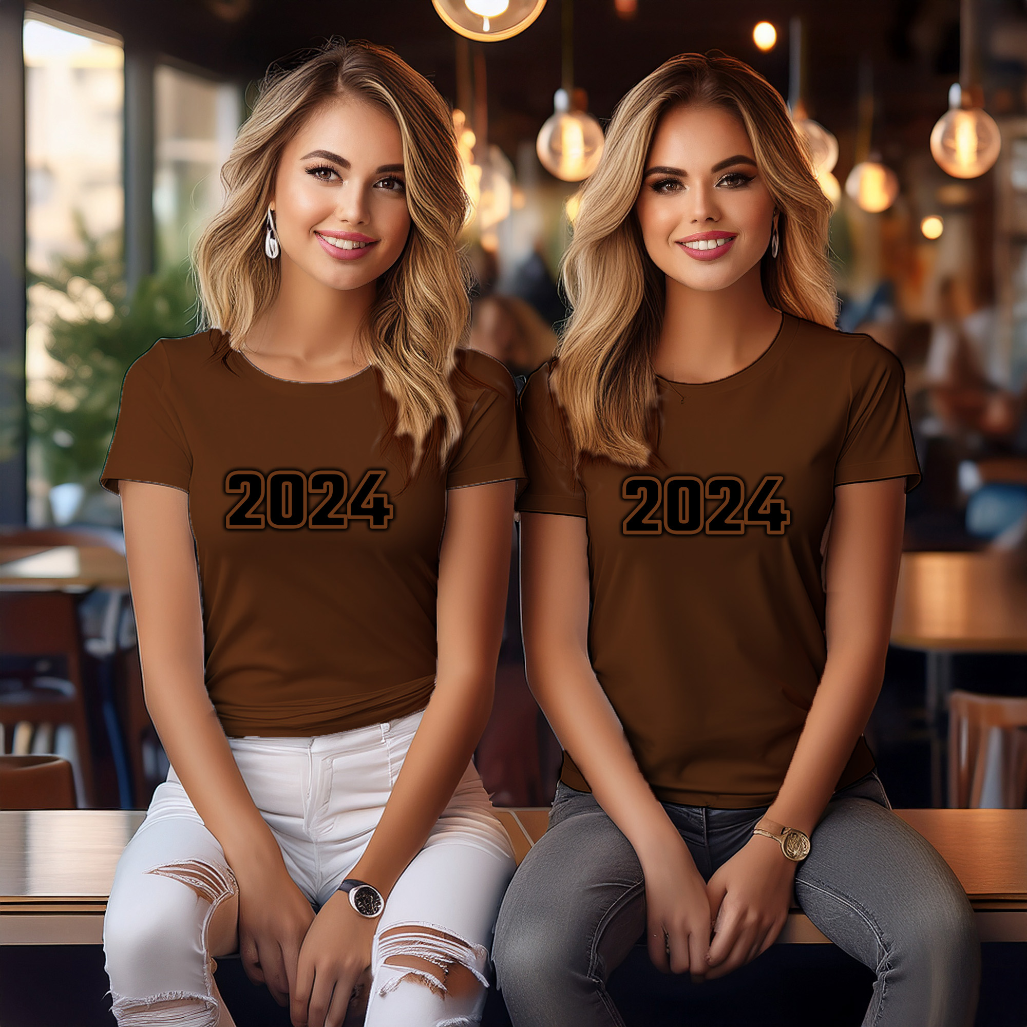 2024 Year Women T-Shirt (Brown)