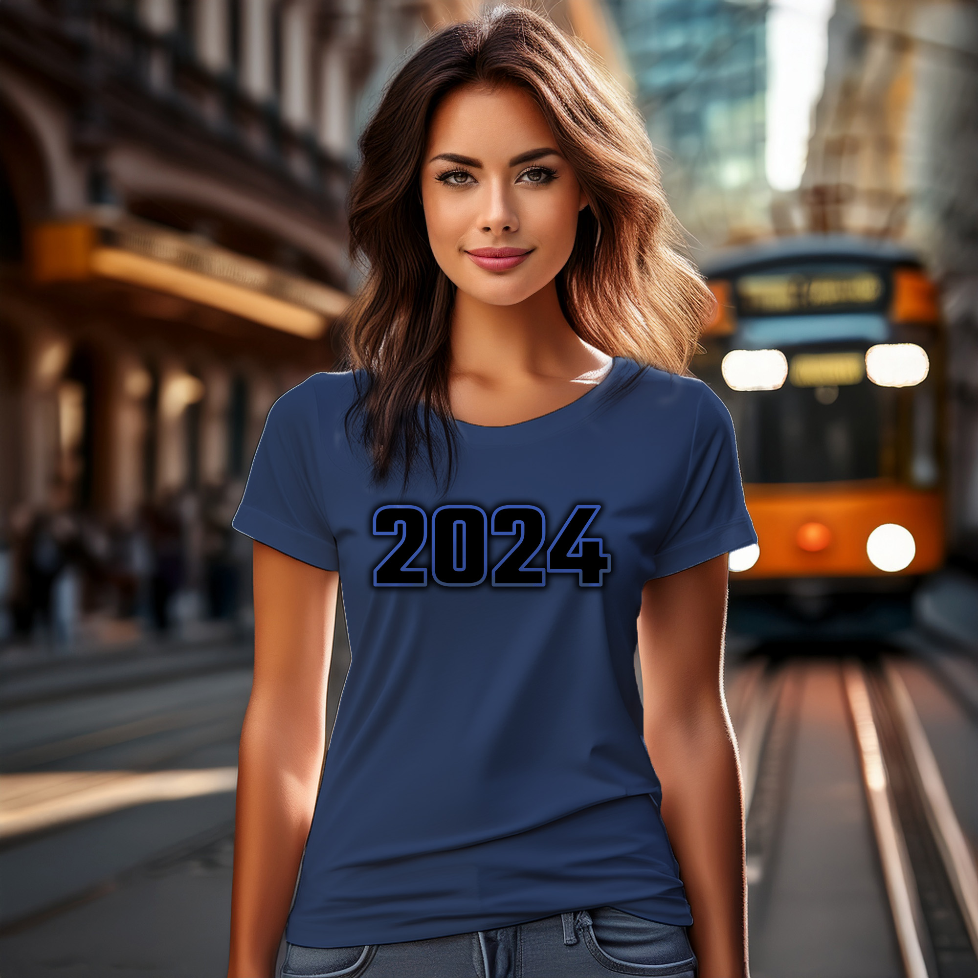 2024 Year Women T-Shirt (Navy Blue)