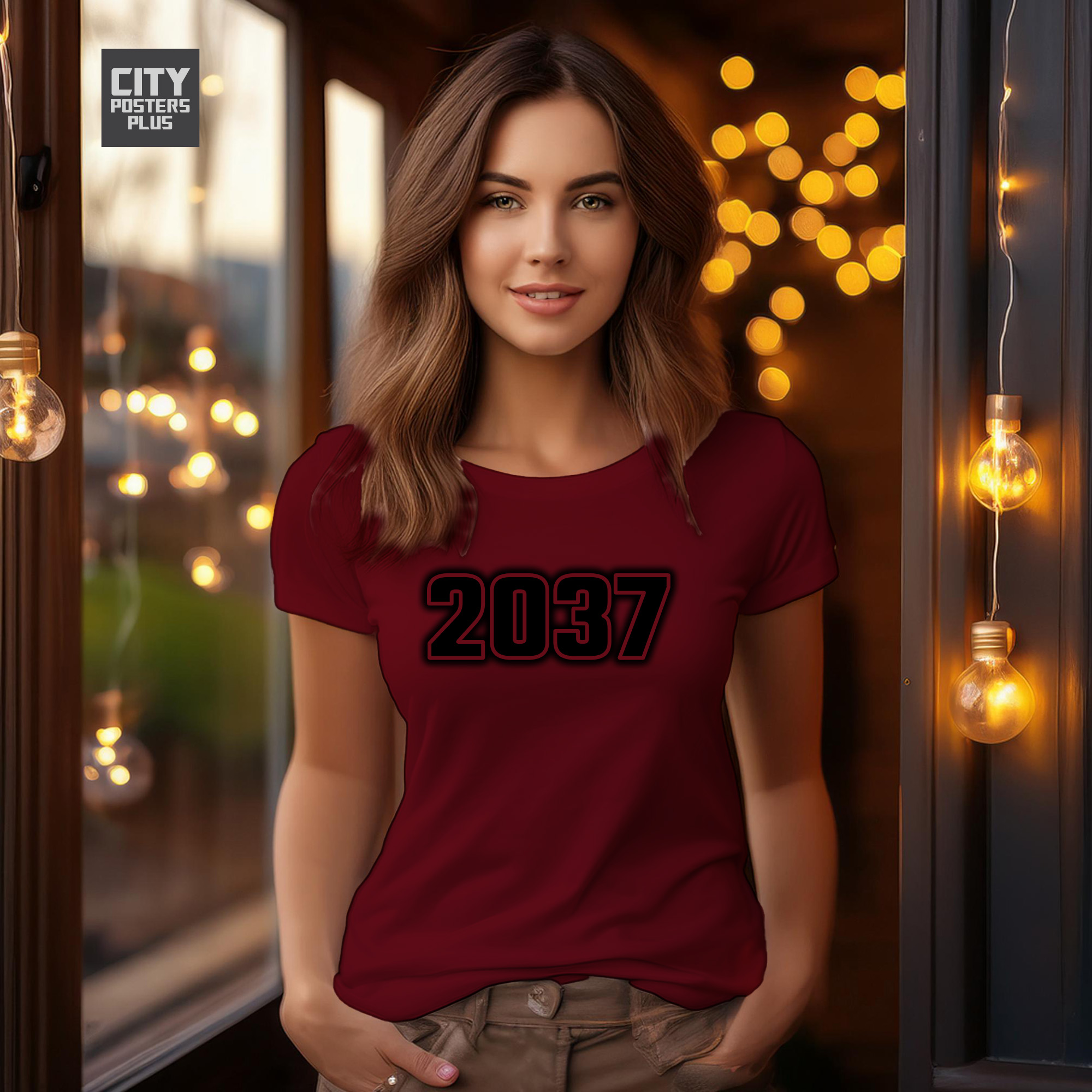 2037 Year Women T-Shirt (Maroon)
